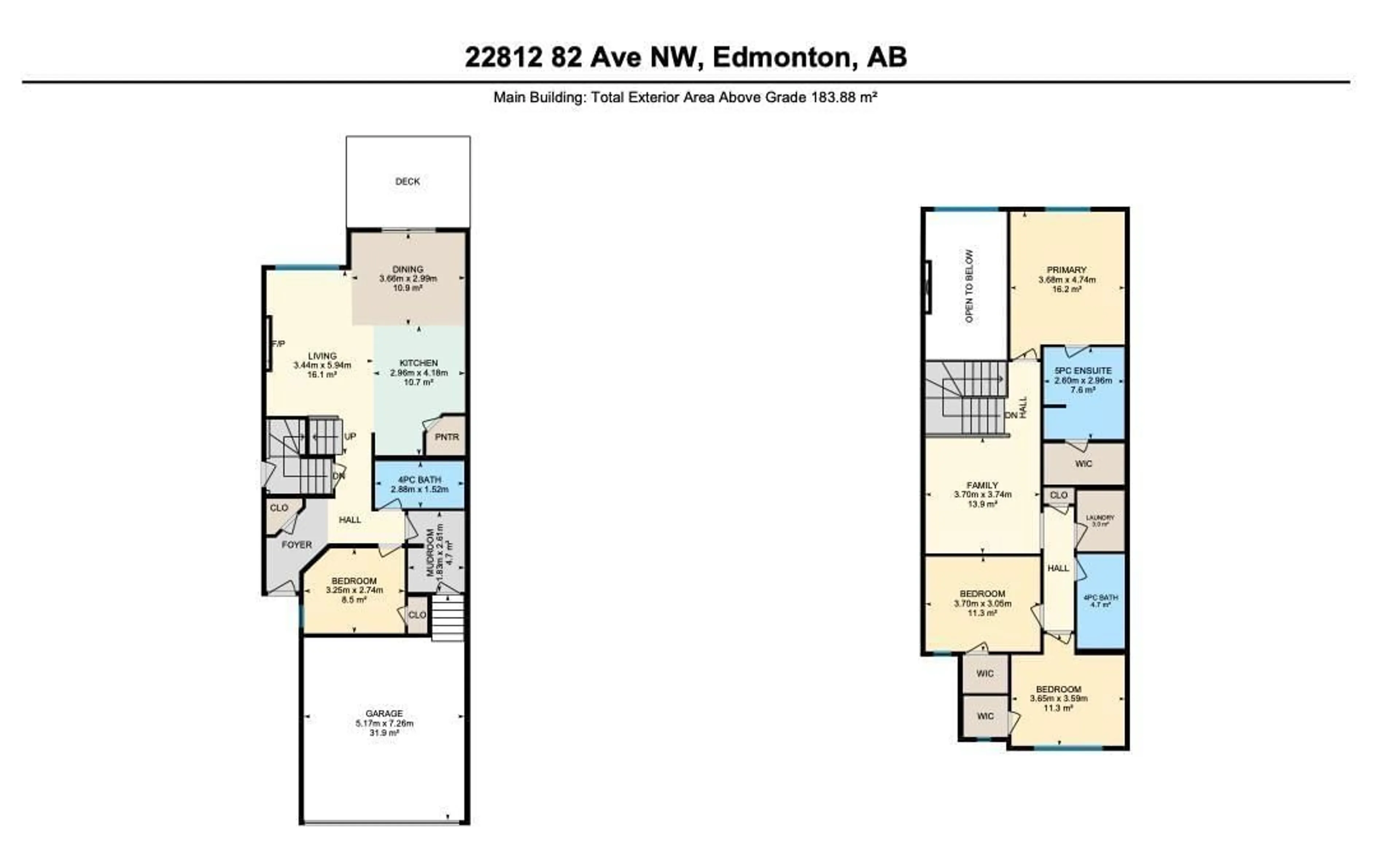 Floor plan for 22812 82 AV, Edmonton Alberta T5T7X9