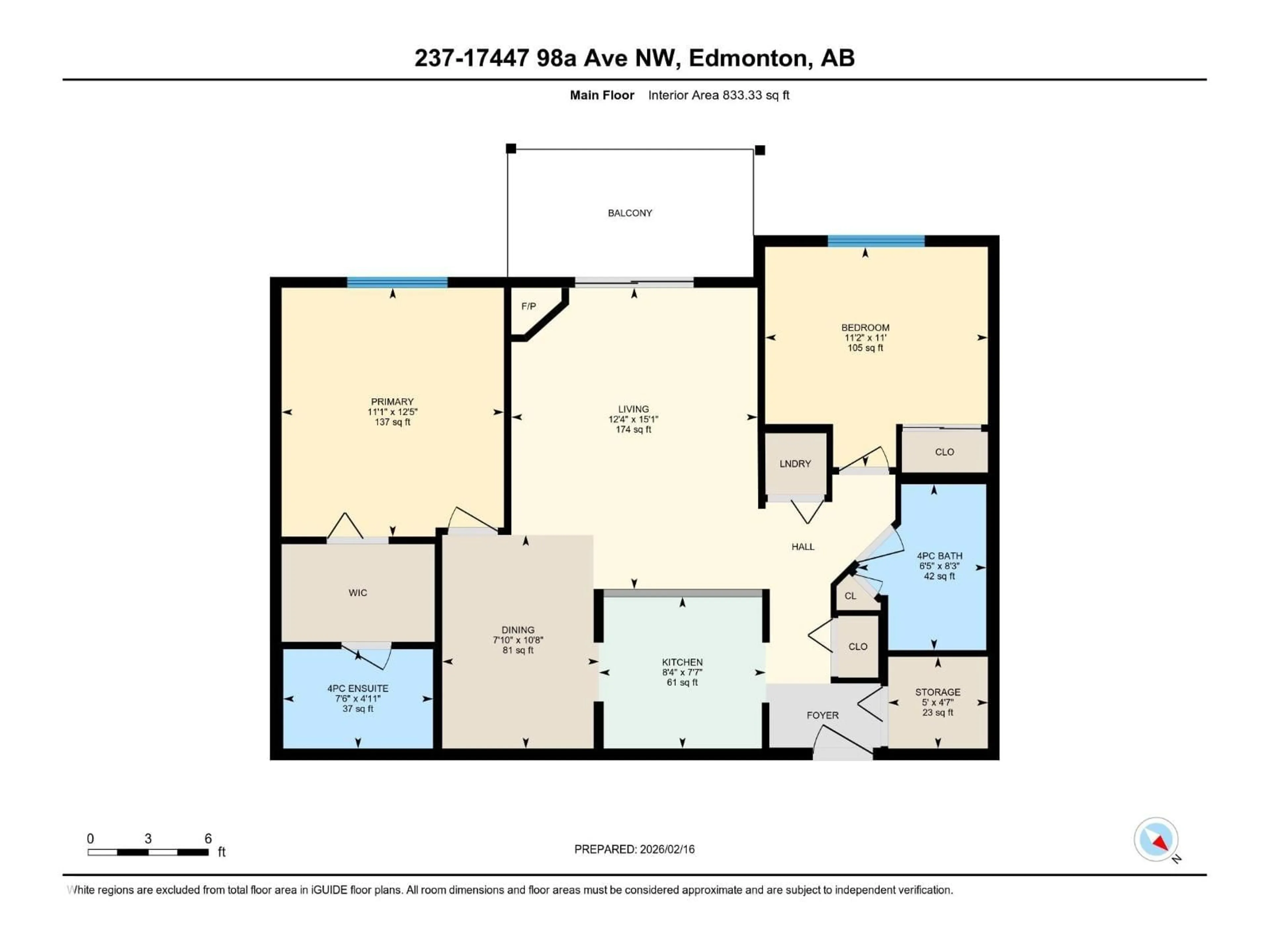 Floor plan for 237 17447 98A AV NW, Edmonton Alberta T5T6M4