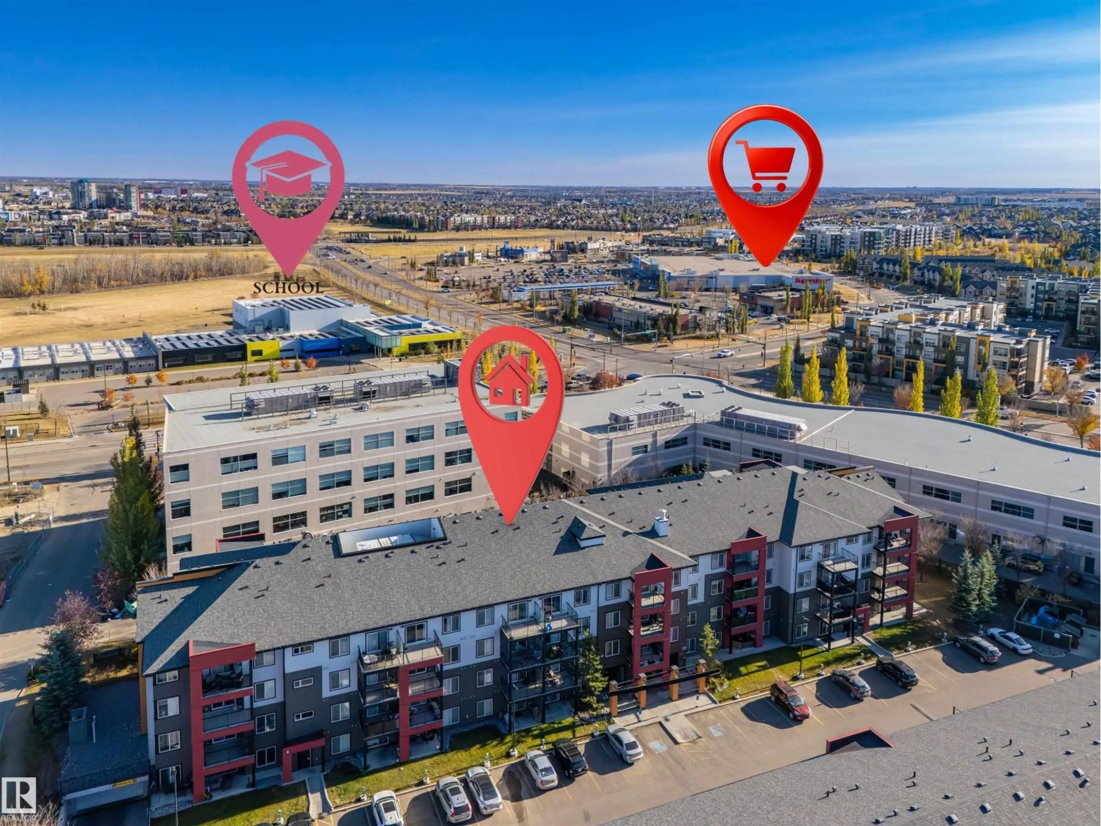 A pic from outside/outdoor area/front of a property/back of a property/a pic from drone, unknown for 340 - 211 WINDERMERE RD NW, Edmonton Alberta T6W2P2