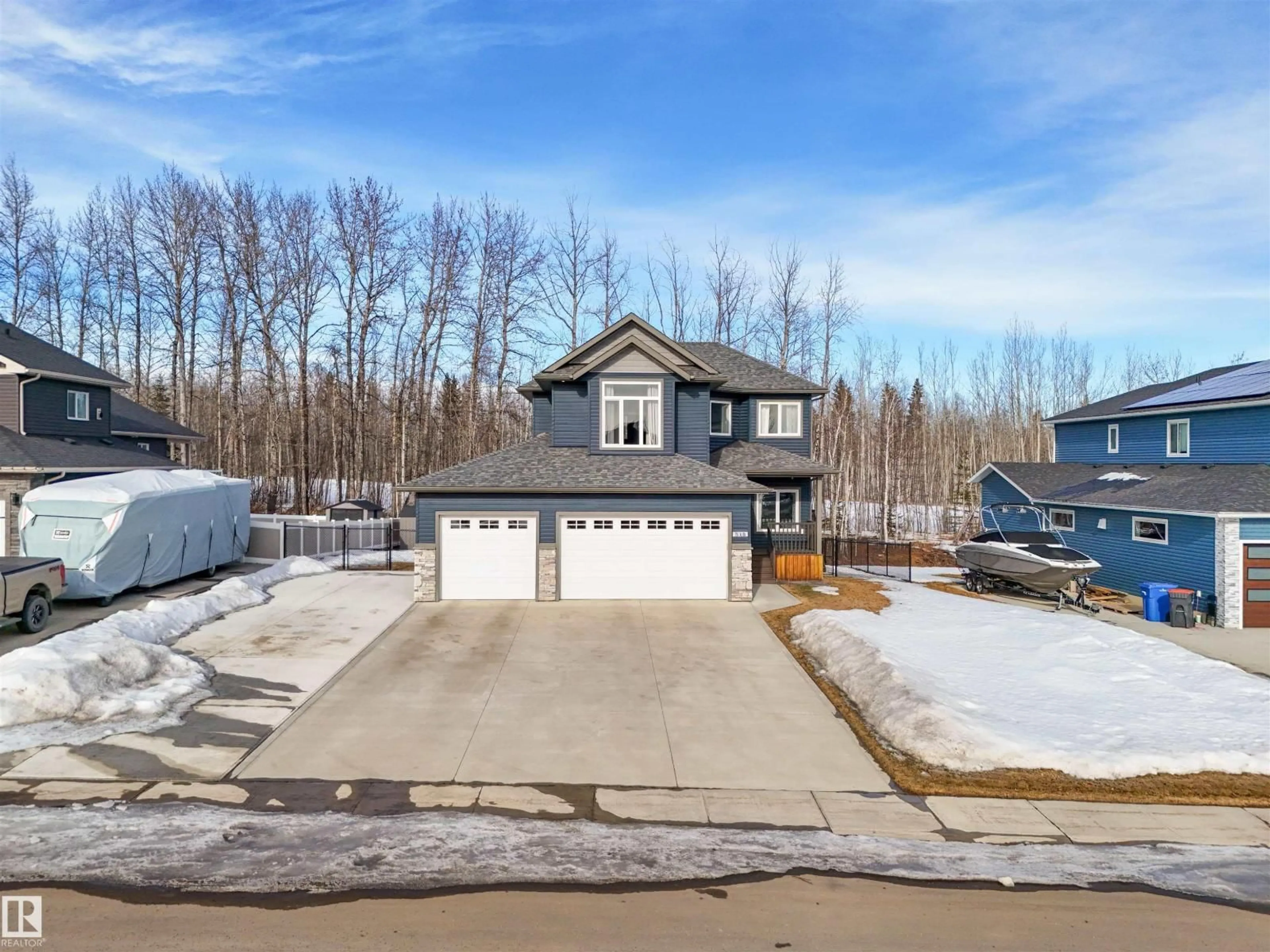 A pic from outside/outdoor area/front of a property/back of a property/a pic from drone, street for 518 - 49119 RGE ROAD 73, Rural Brazeau County Alberta T7A0B9