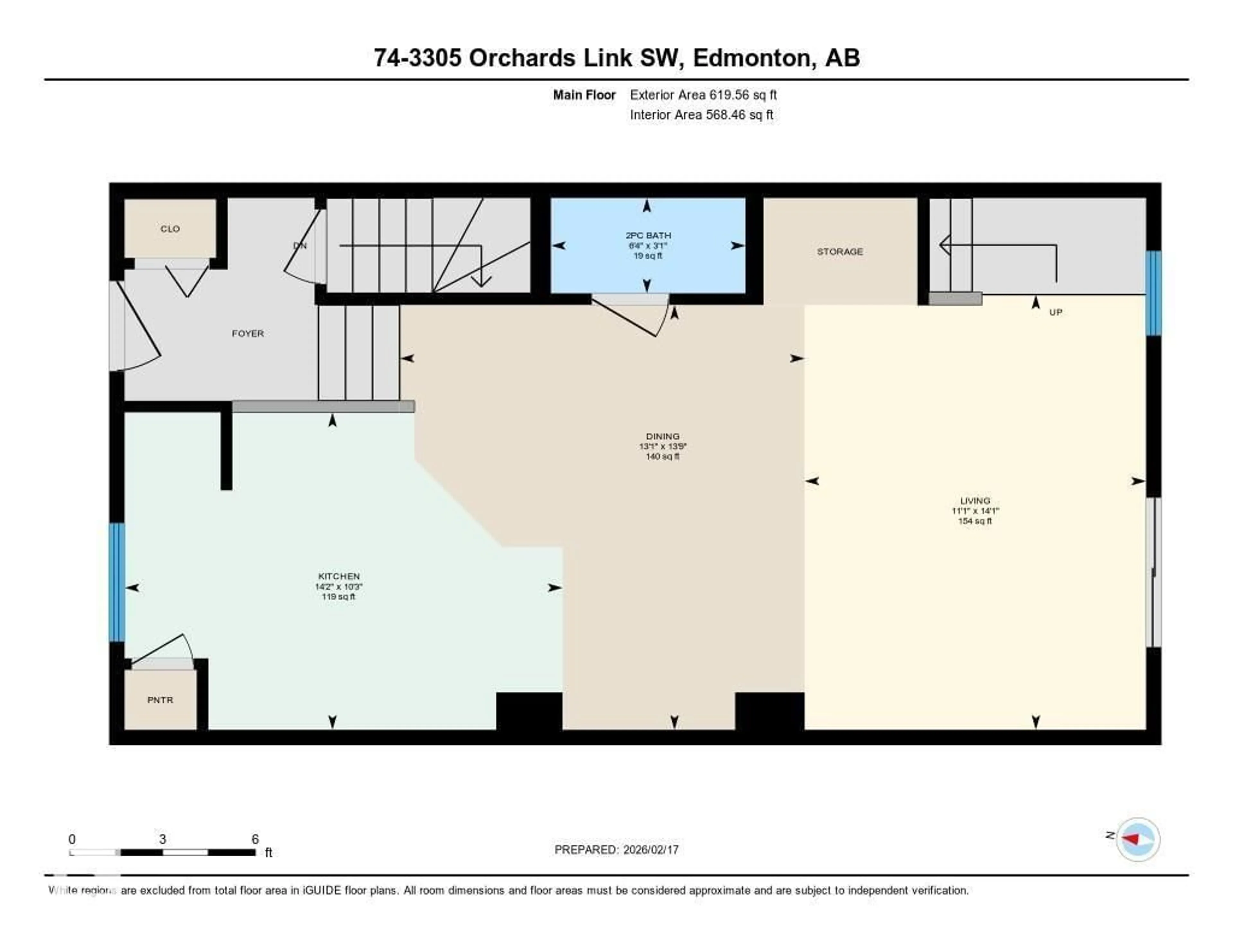 Floor plan for #74 - 3305 ORCHARDS LI, Edmonton Alberta T6X2H1