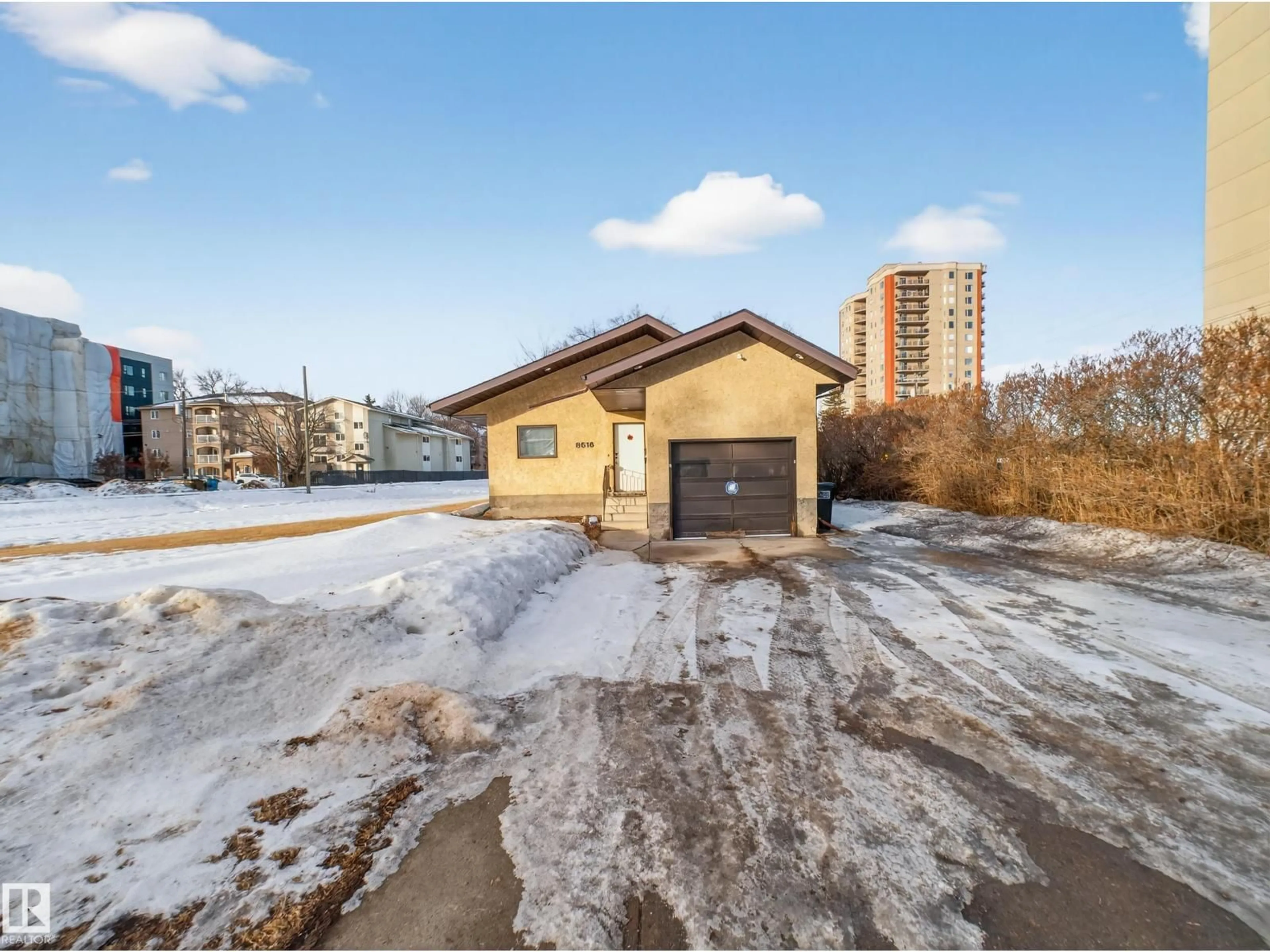 A pic from outside/outdoor area/front of a property/back of a property/a pic from drone, street for 8616 106 ST, Edmonton Alberta T6E4J3