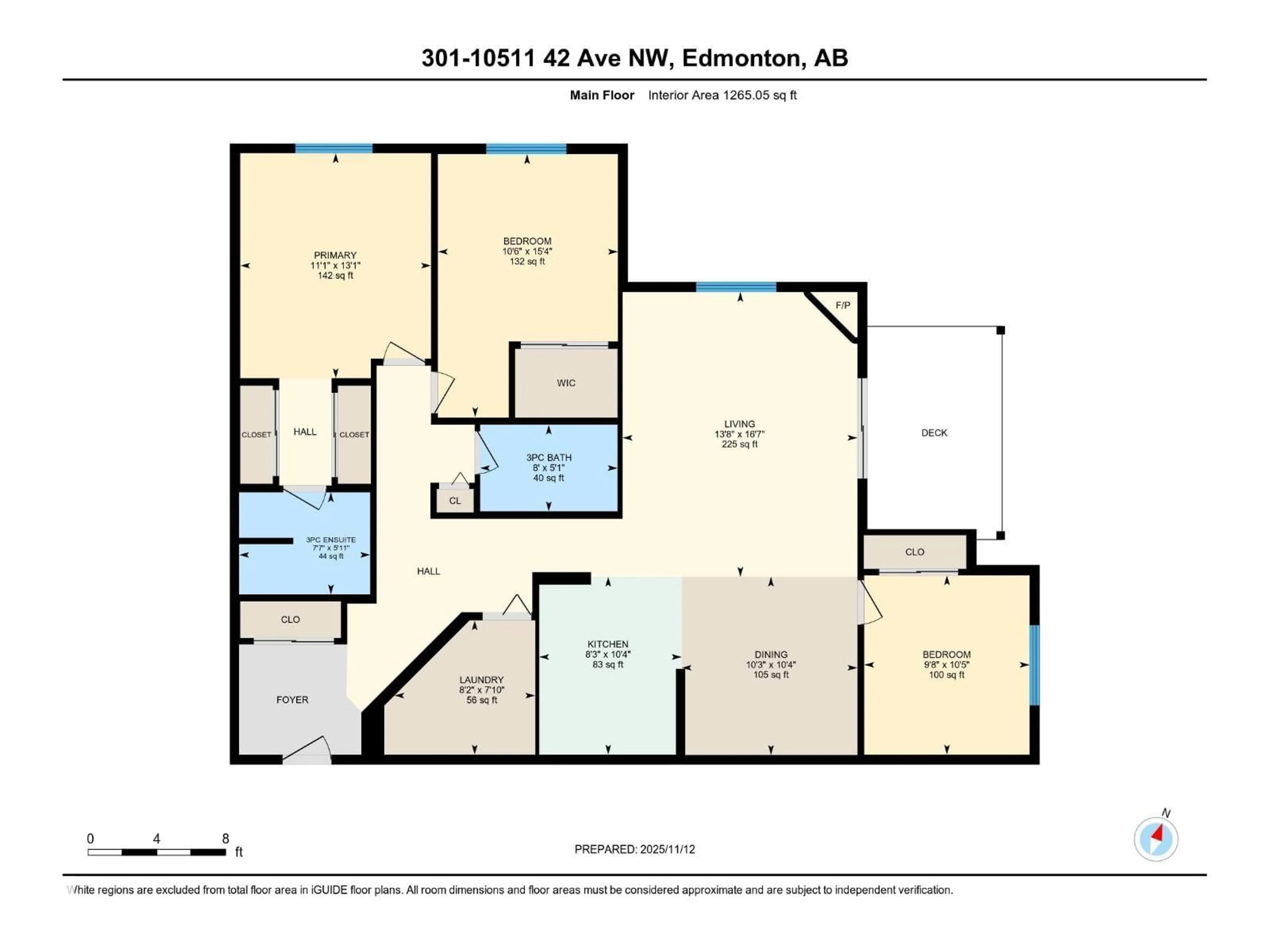 Floor plan for #301 - 10511 42 AV, Edmonton Alberta T6J7G8