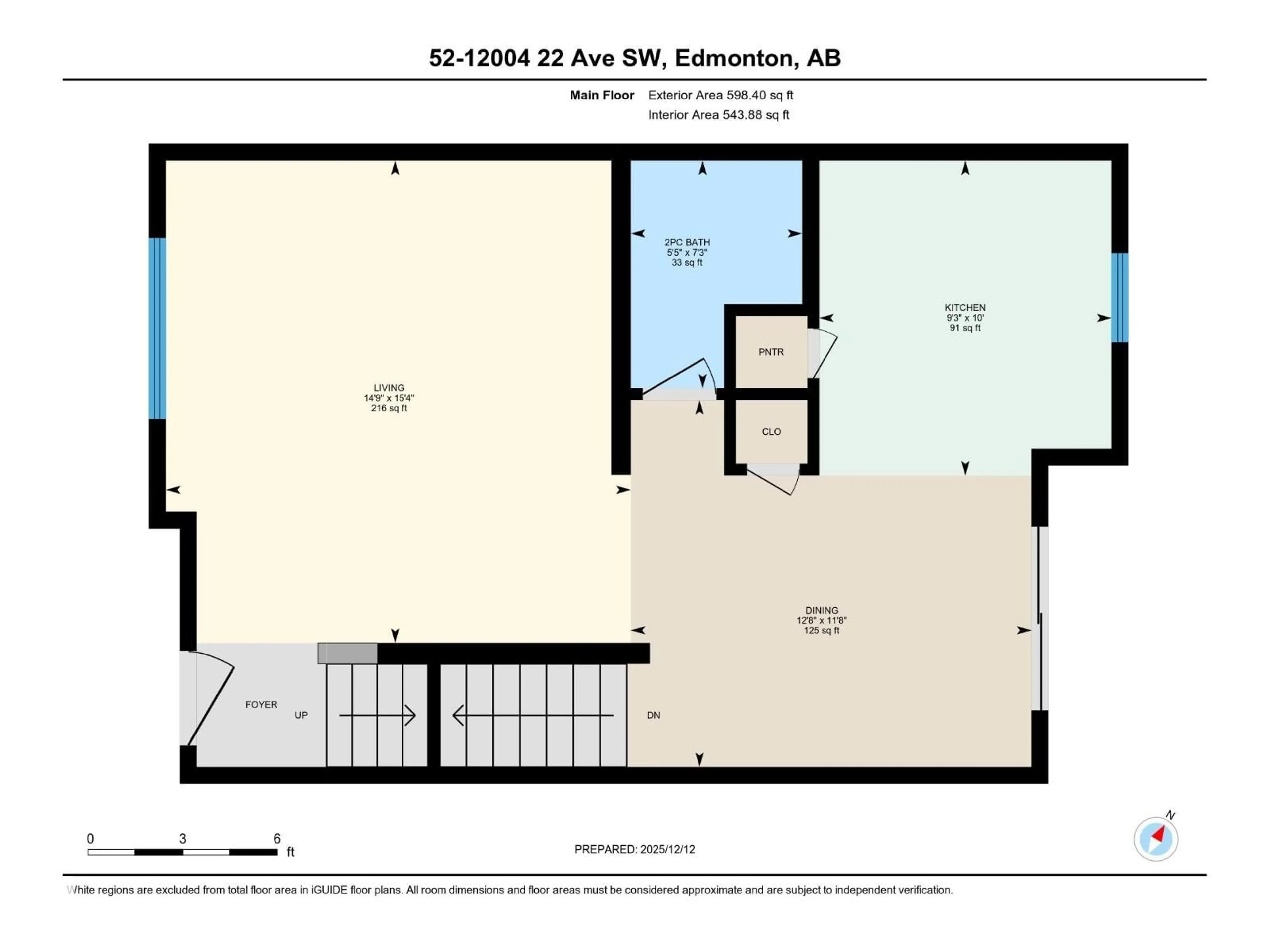 Floor plan for 52 12004 22 AV SW, Edmonton Alberta T6W0T1