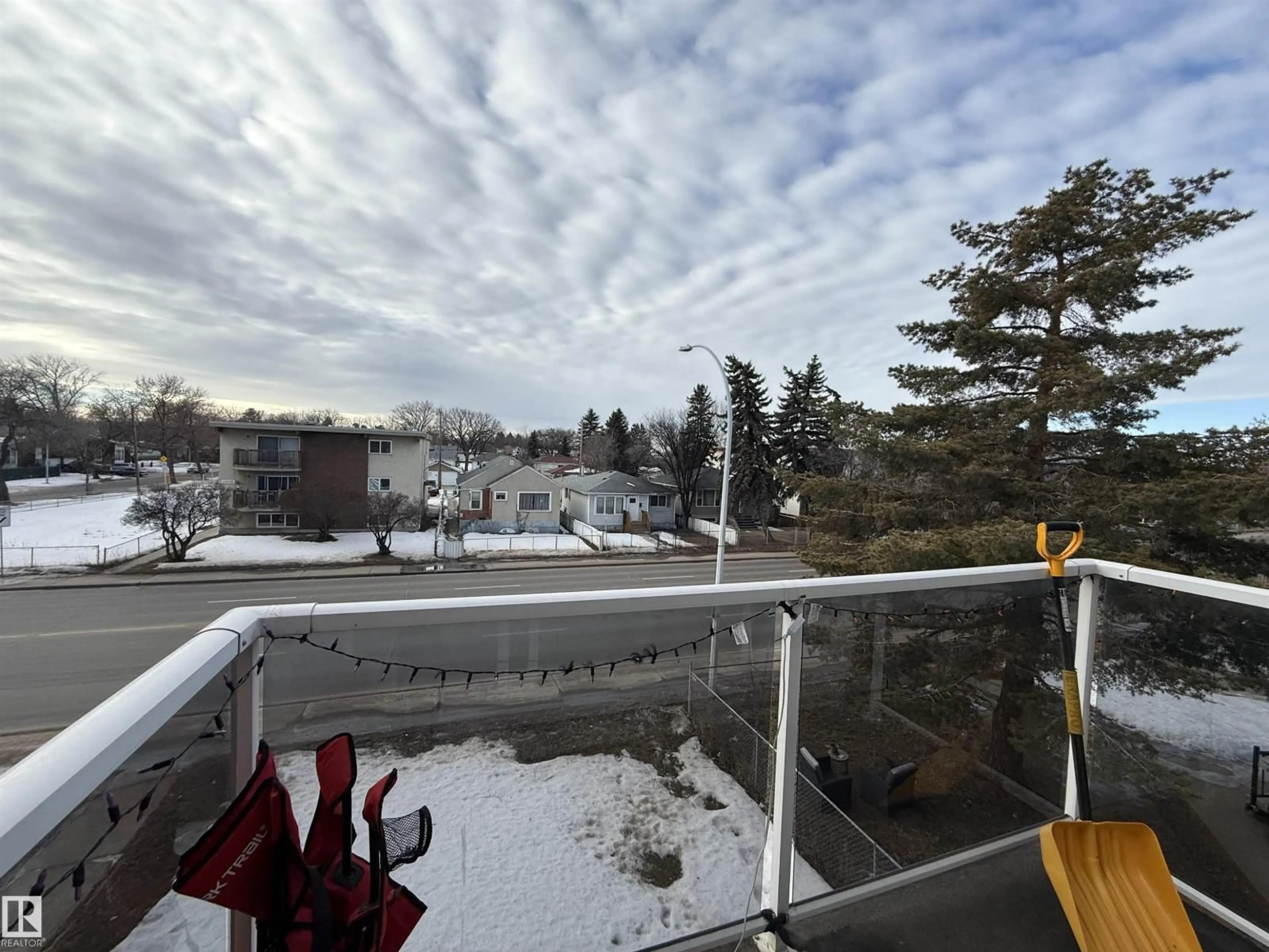 Balcony in the apartment, city buildings view from balcony for #301 - 12409 82 ST, Edmonton Alberta T5B2X5