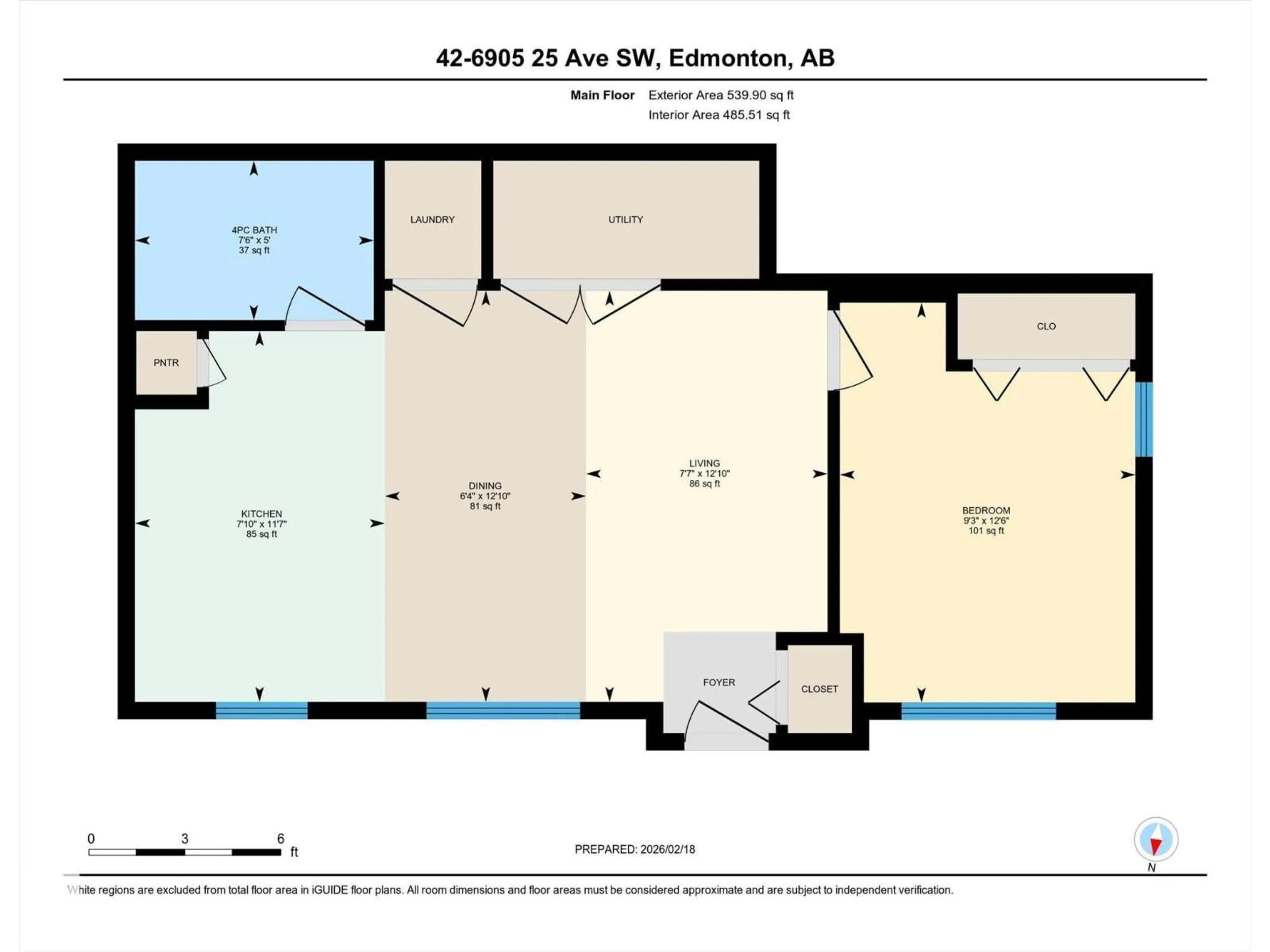 Floor plan for #42 - 6905 25 AV, Edmonton Alberta T6X3B7