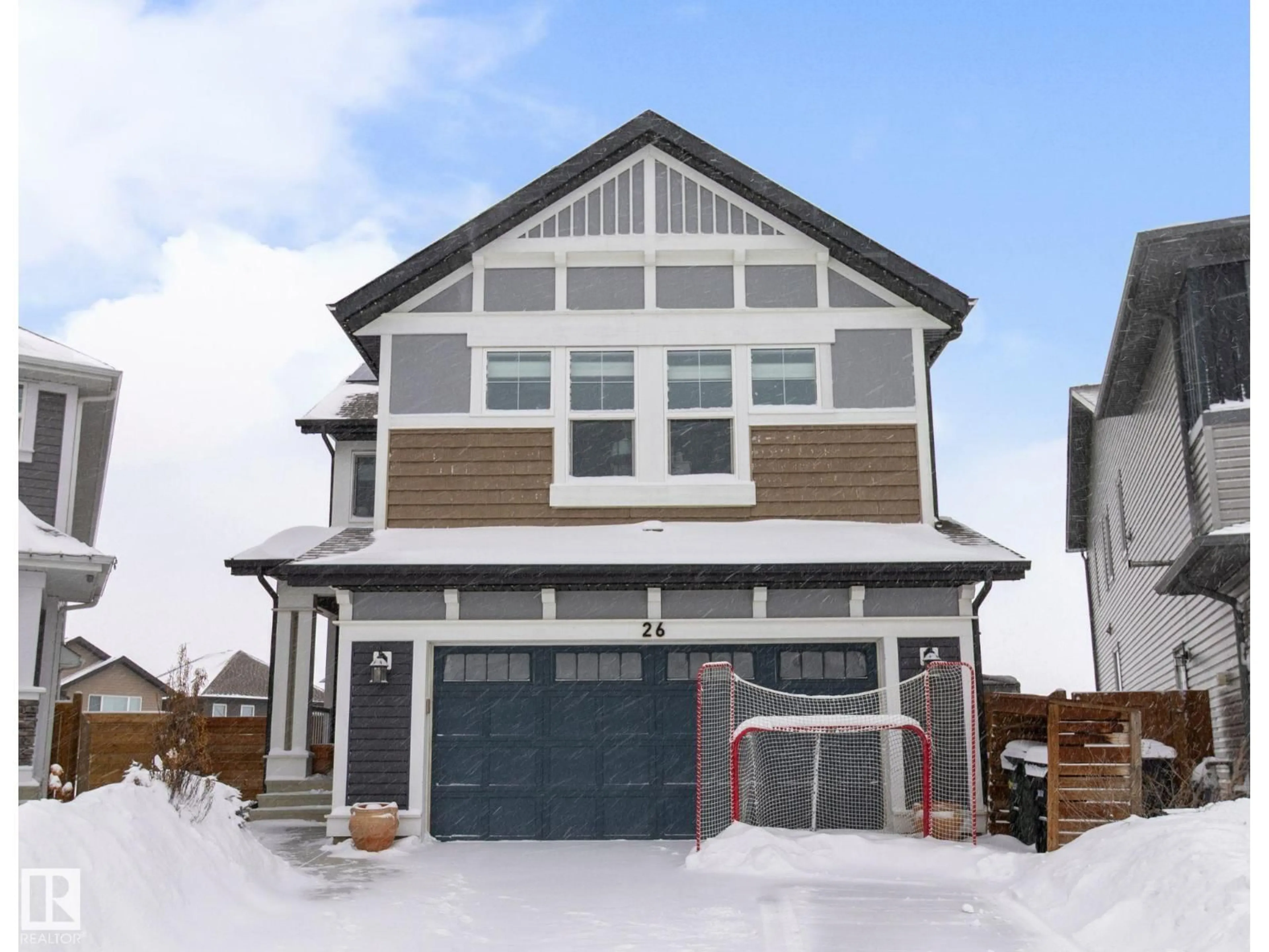 Home with vinyl exterior material, street for 26 SAPPHIRE CV, Sherwood Park Alberta T8H1Z8
