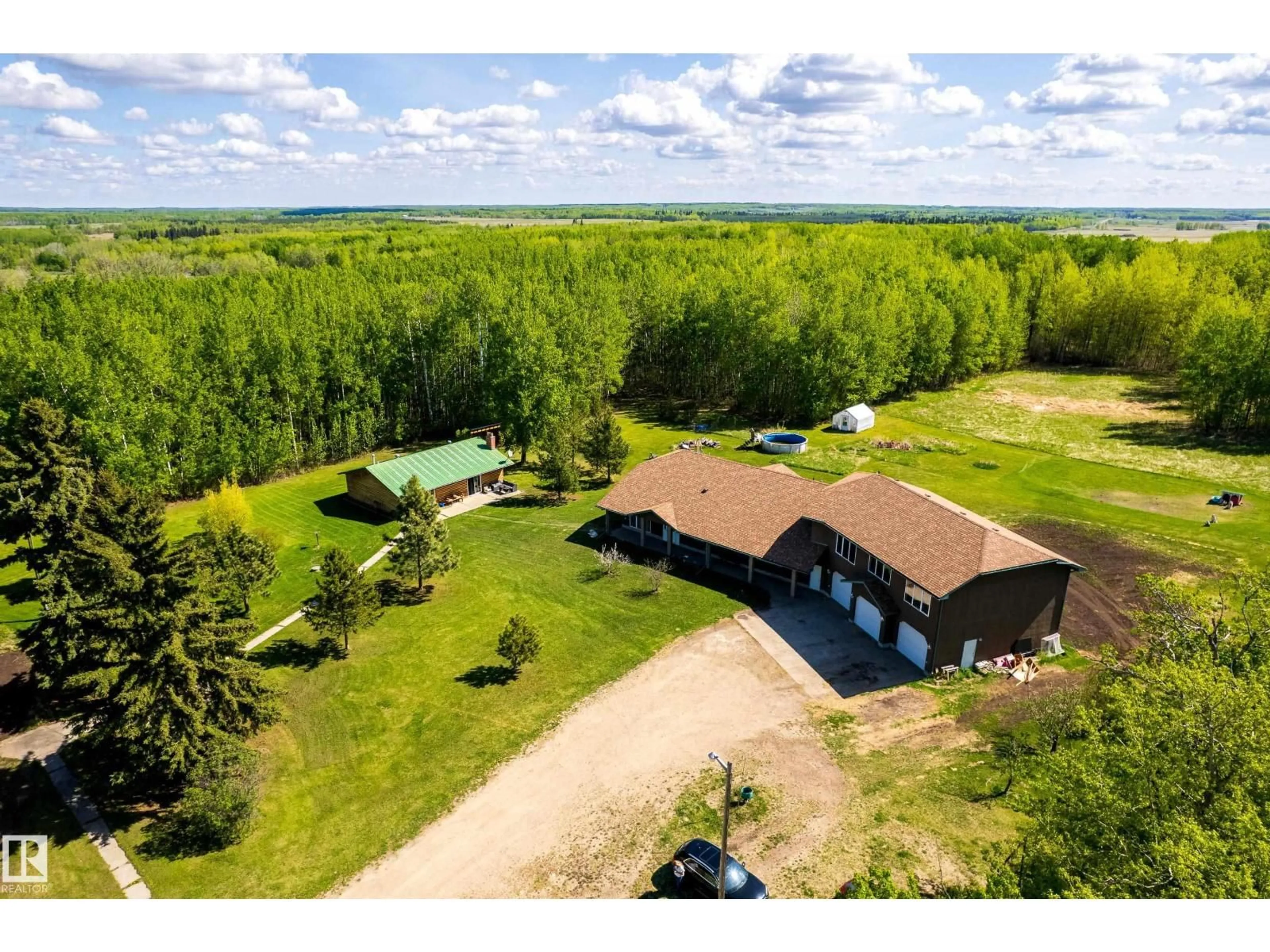 A pic from outside/outdoor area/front of a property/back of a property/a pic from drone, water/lake/river/ocean view for 6521 TWP RD 554, Rural Lac Ste. Anne County Alberta T0E2A0