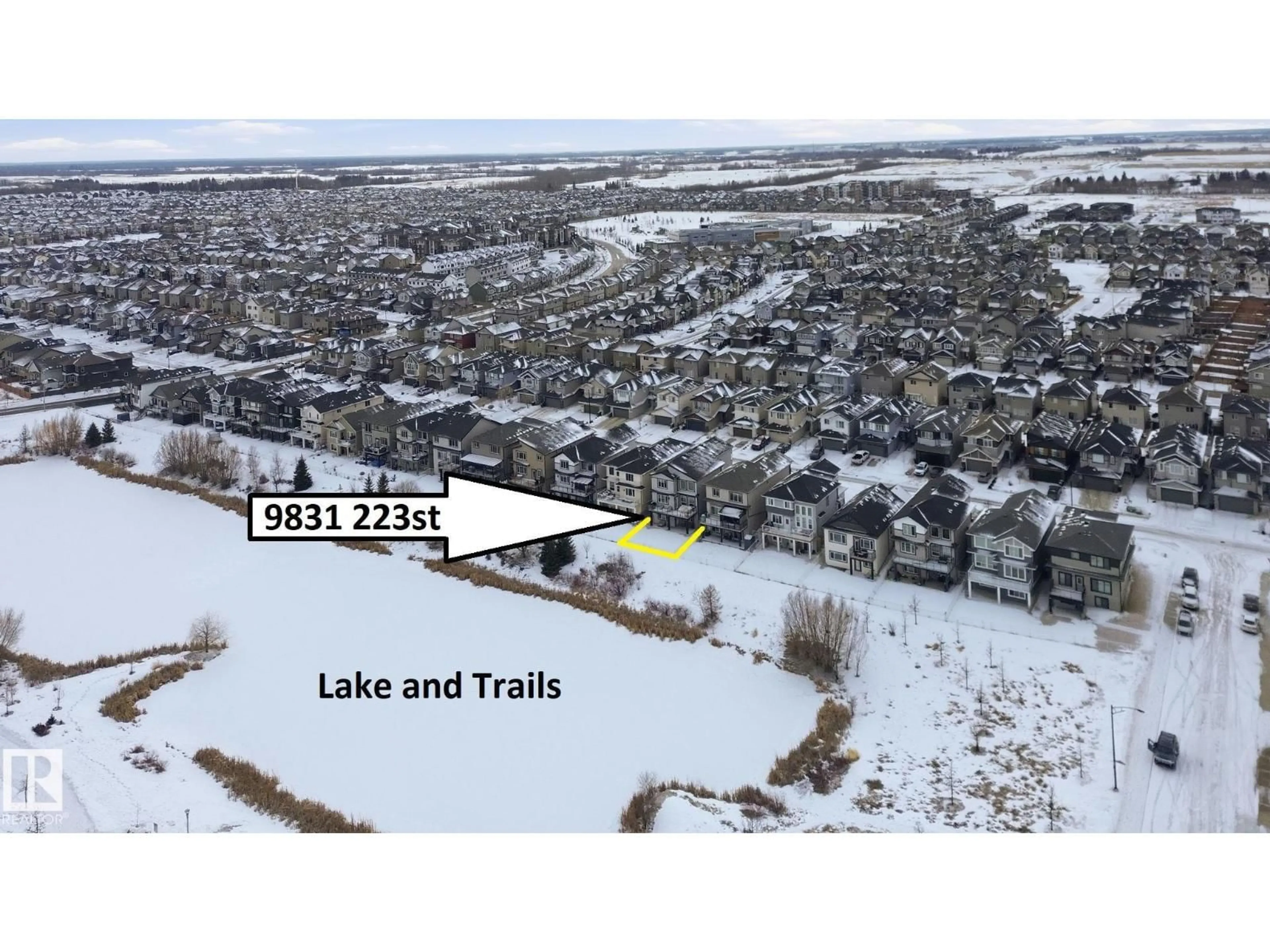 A pic from outside/outdoor area/front of a property/back of a property/a pic from drone, water/lake/river/ocean view for 9831 223 ST, Edmonton Alberta T5T7B6