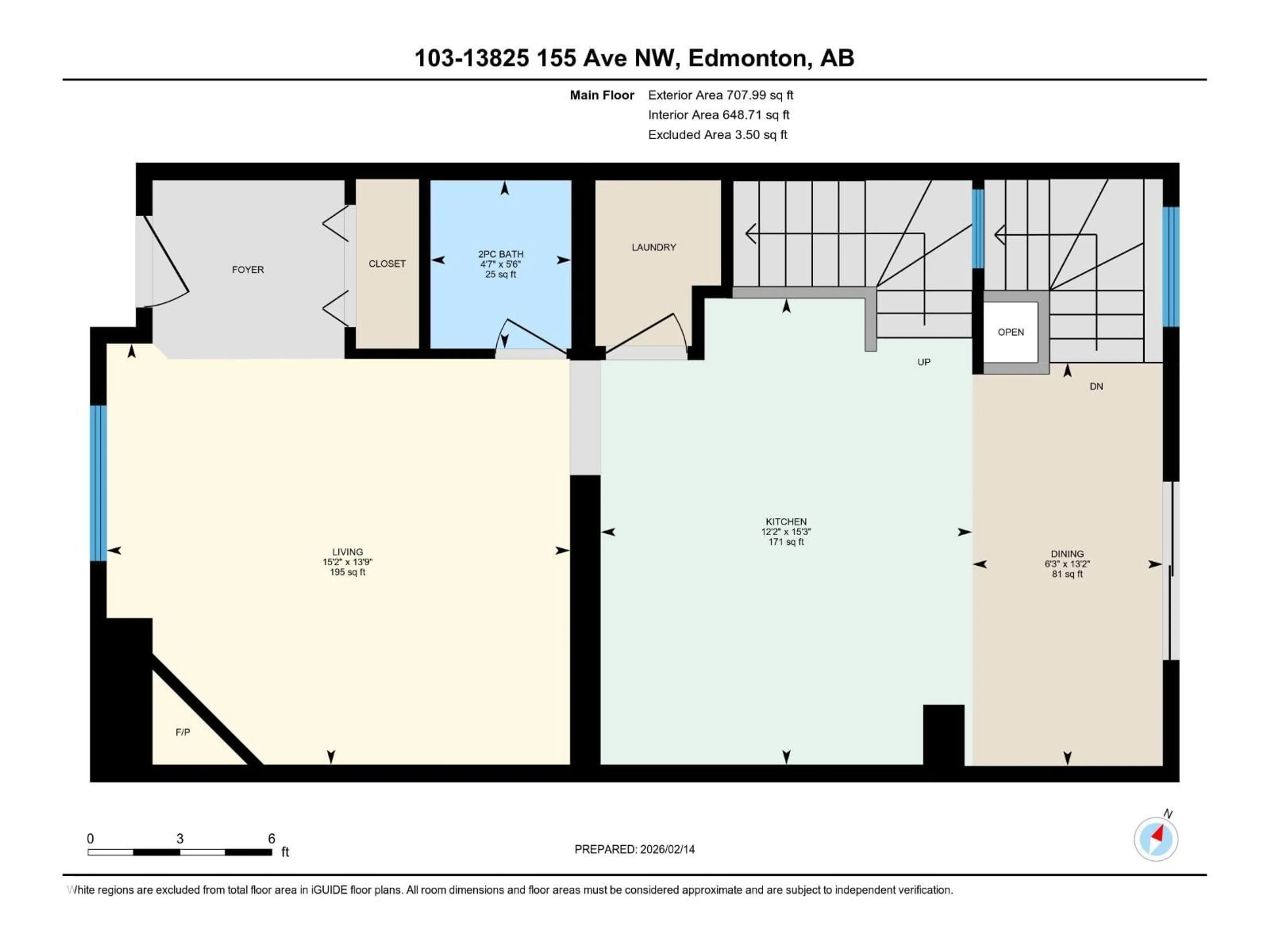 Floor plan for #103 - 13825 155 AV, Edmonton Alberta T6V0B8