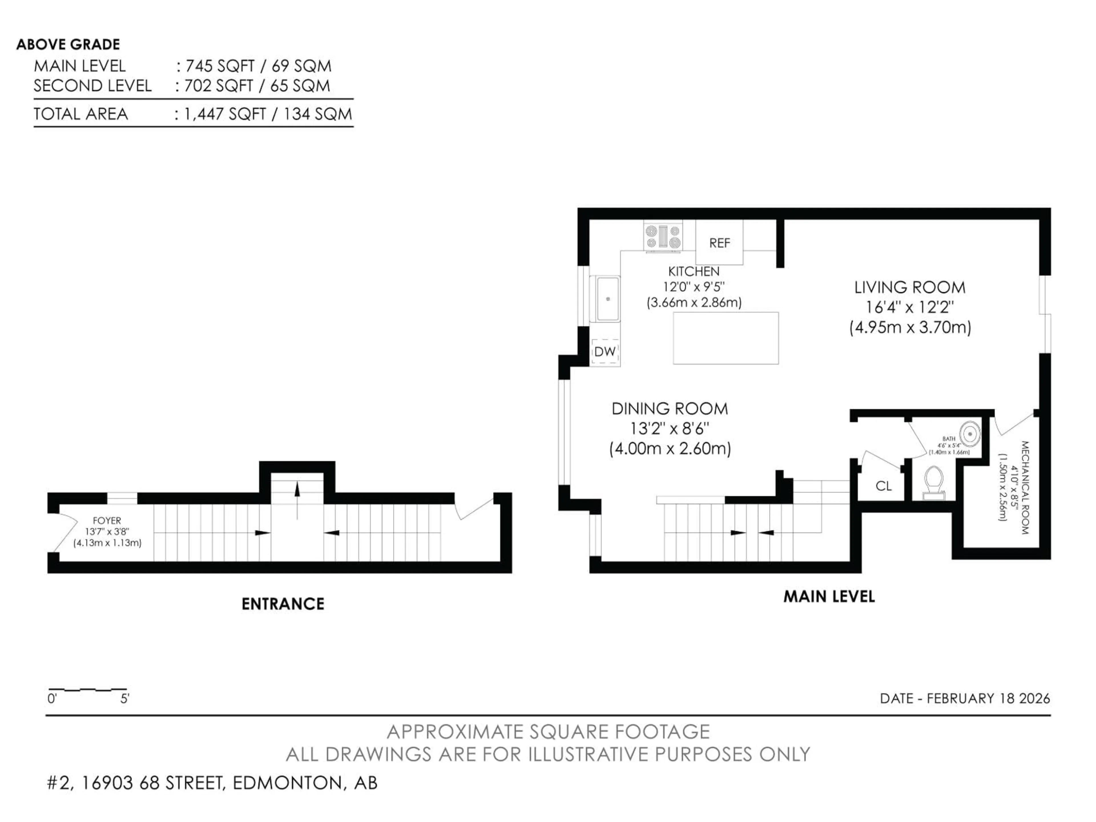 Floor plan for #2 - 16903 68 ST, Edmonton Alberta T5Z0R1