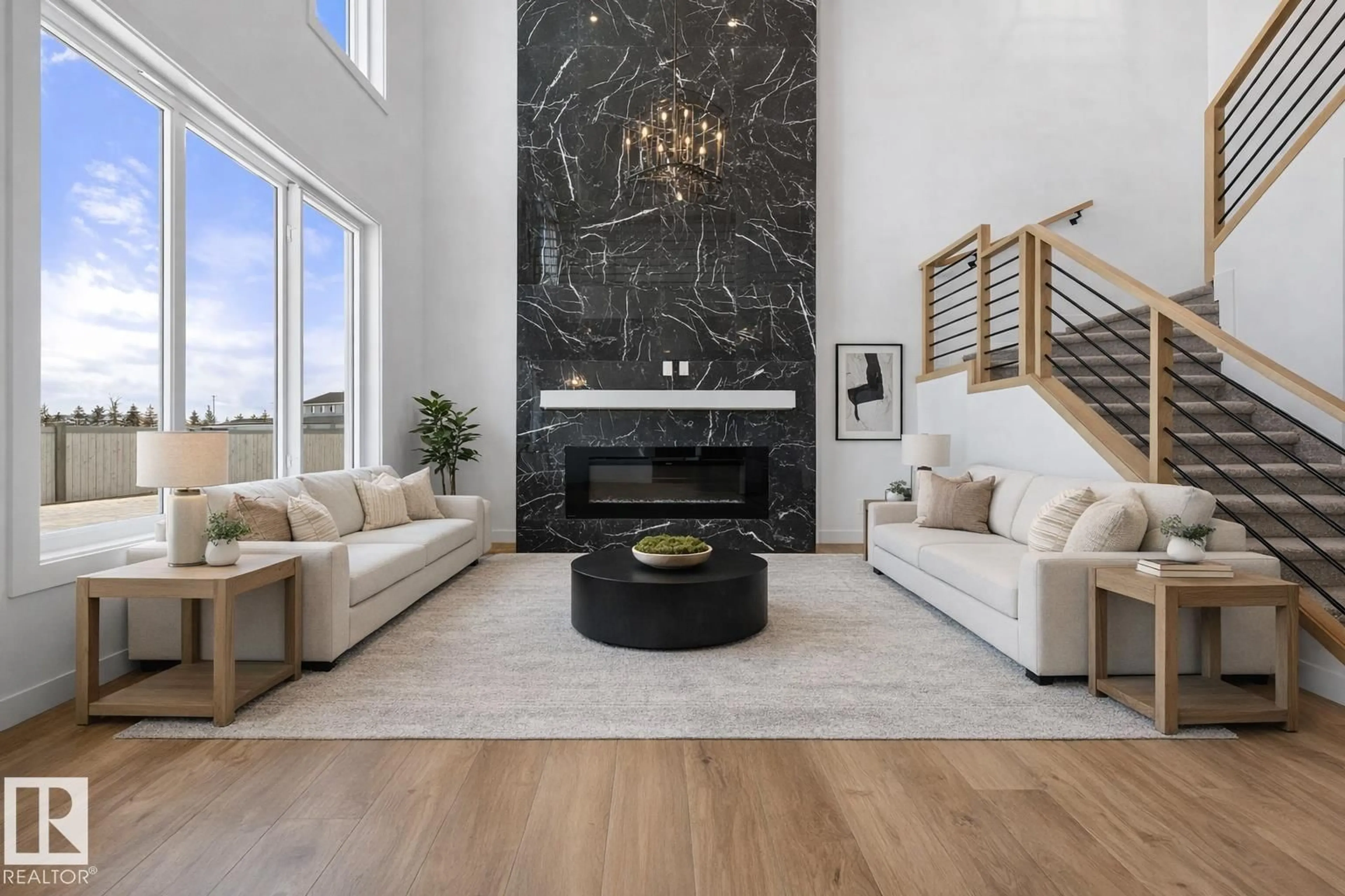 Living room with furniture, ceramic/tile floor for 9615 89A ST, Morinville Alberta T8R2R6