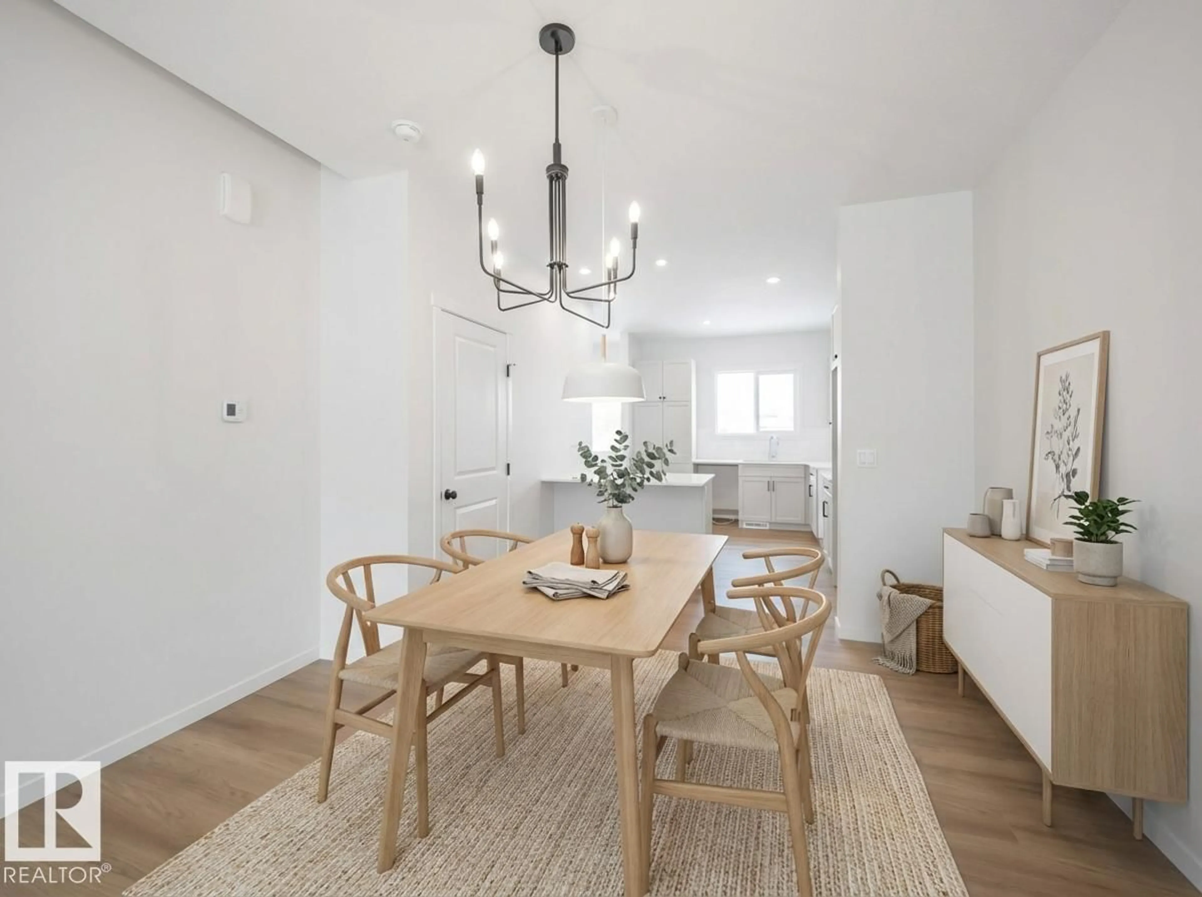 Dining room, wood/laminate floor for 108 ELLIOTT WD, Fort Saskatchewan Alberta T8L1R8