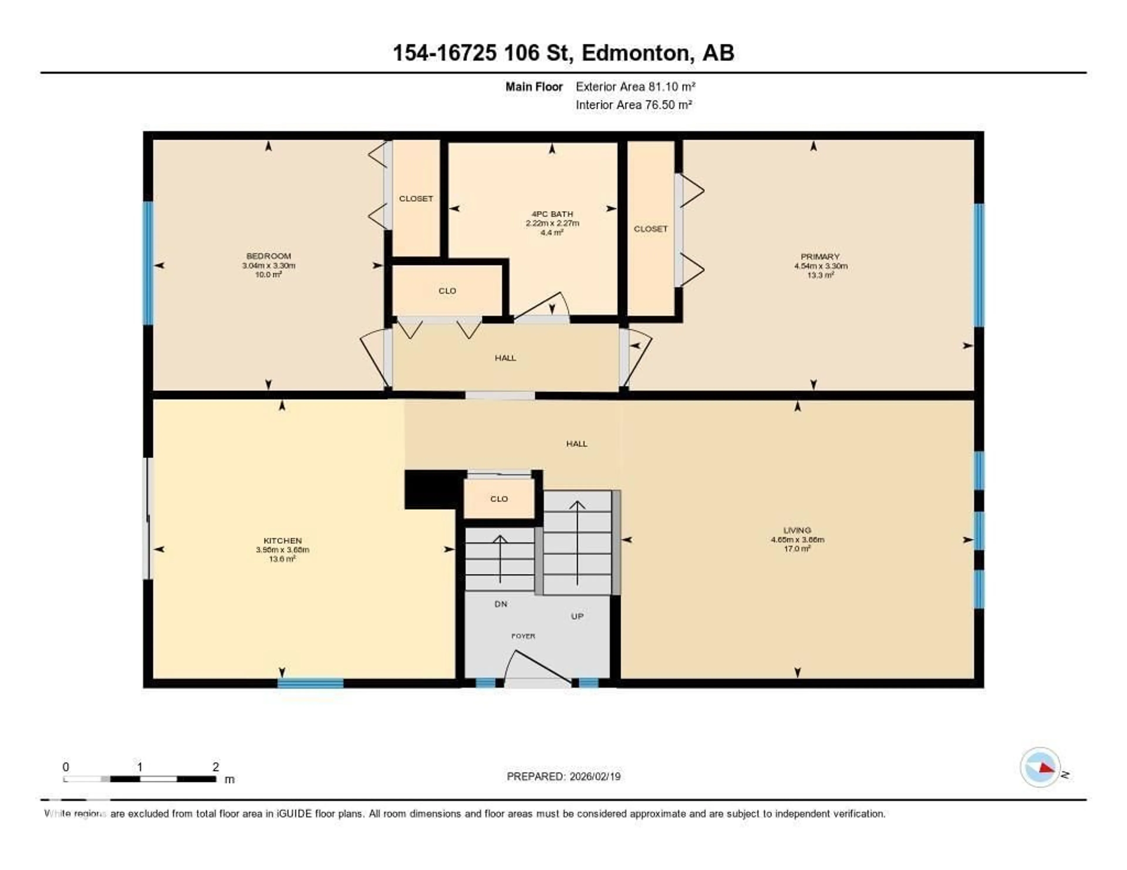 Floor plan for 154 16725 106 ST NW, Edmonton Alberta T5X5G5