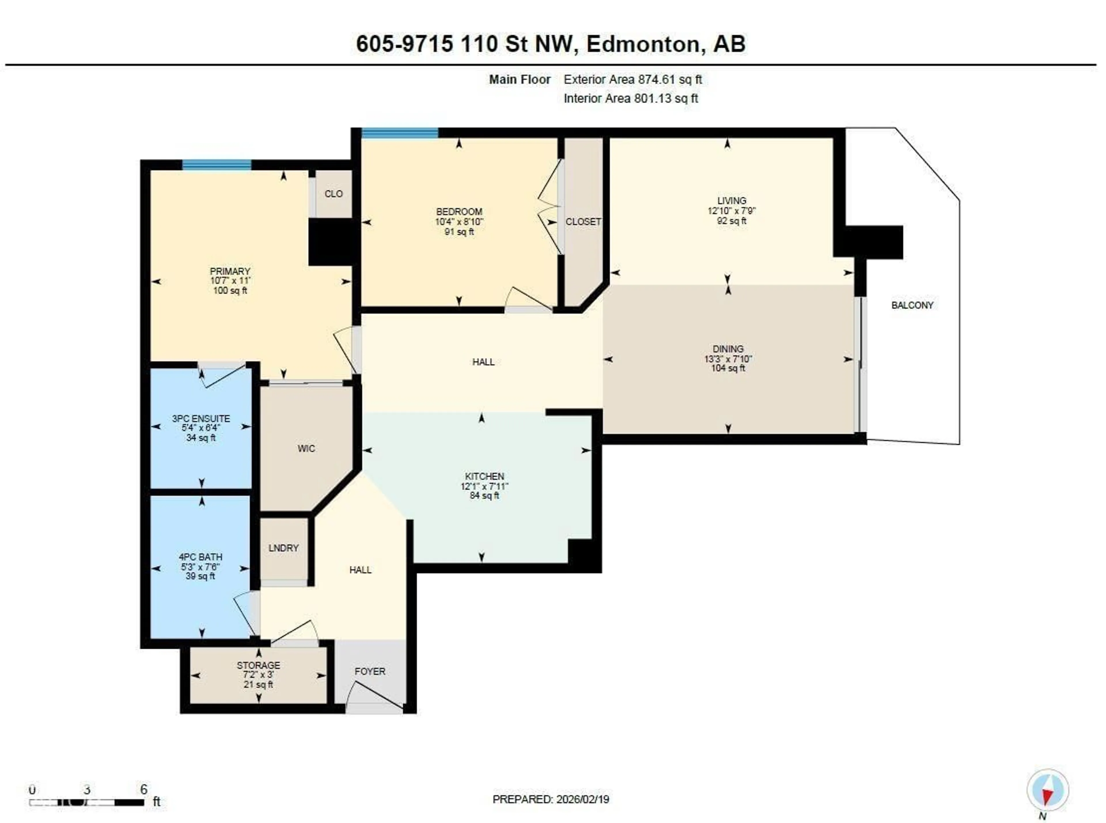 Floor plan for 605 - 9715 110 ST NW, Edmonton Alberta T5K2M1
