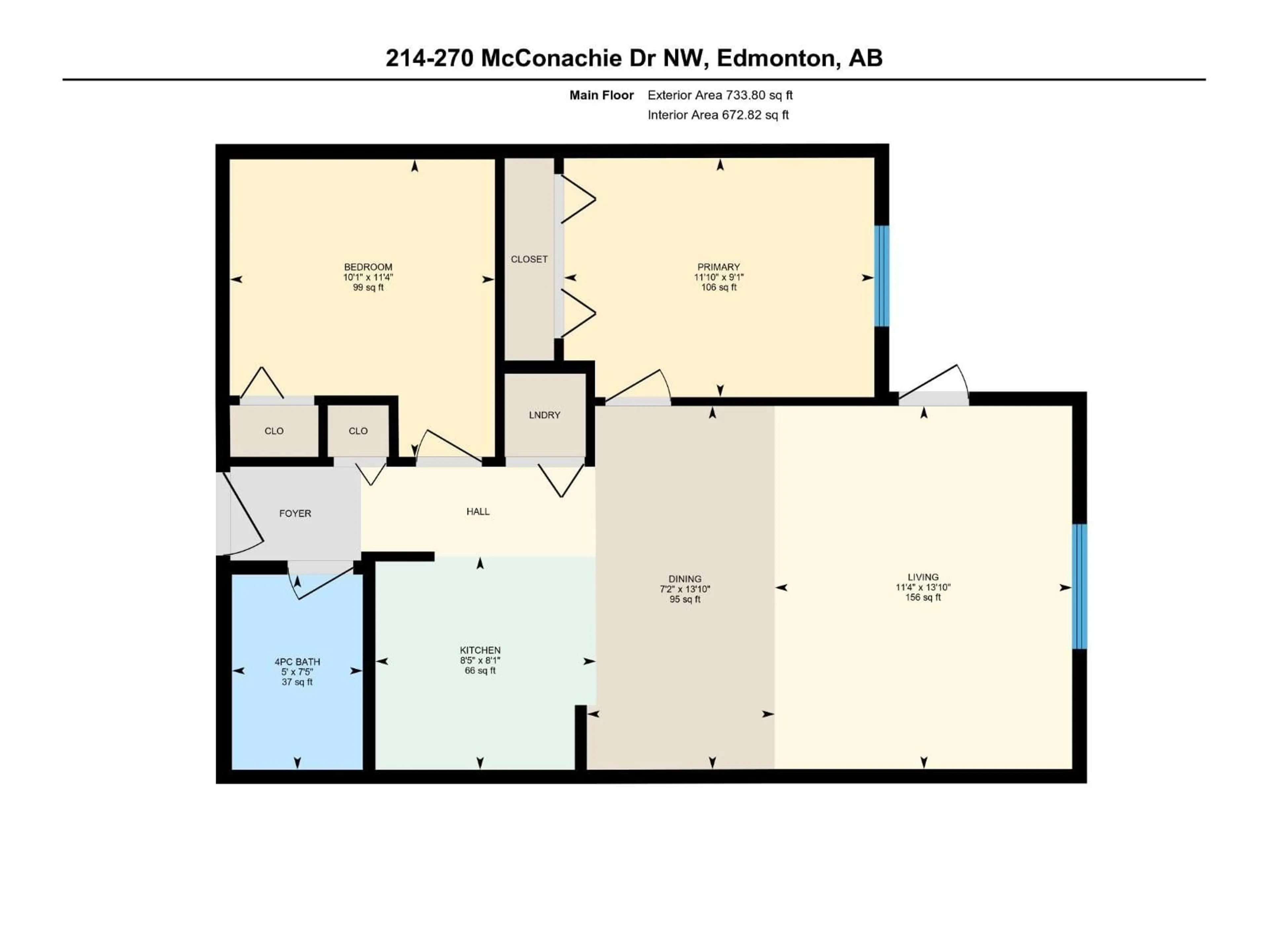 Floor plan for #214 - 270 MCCONACHIE DR, Edmonton Alberta T5Y3N4