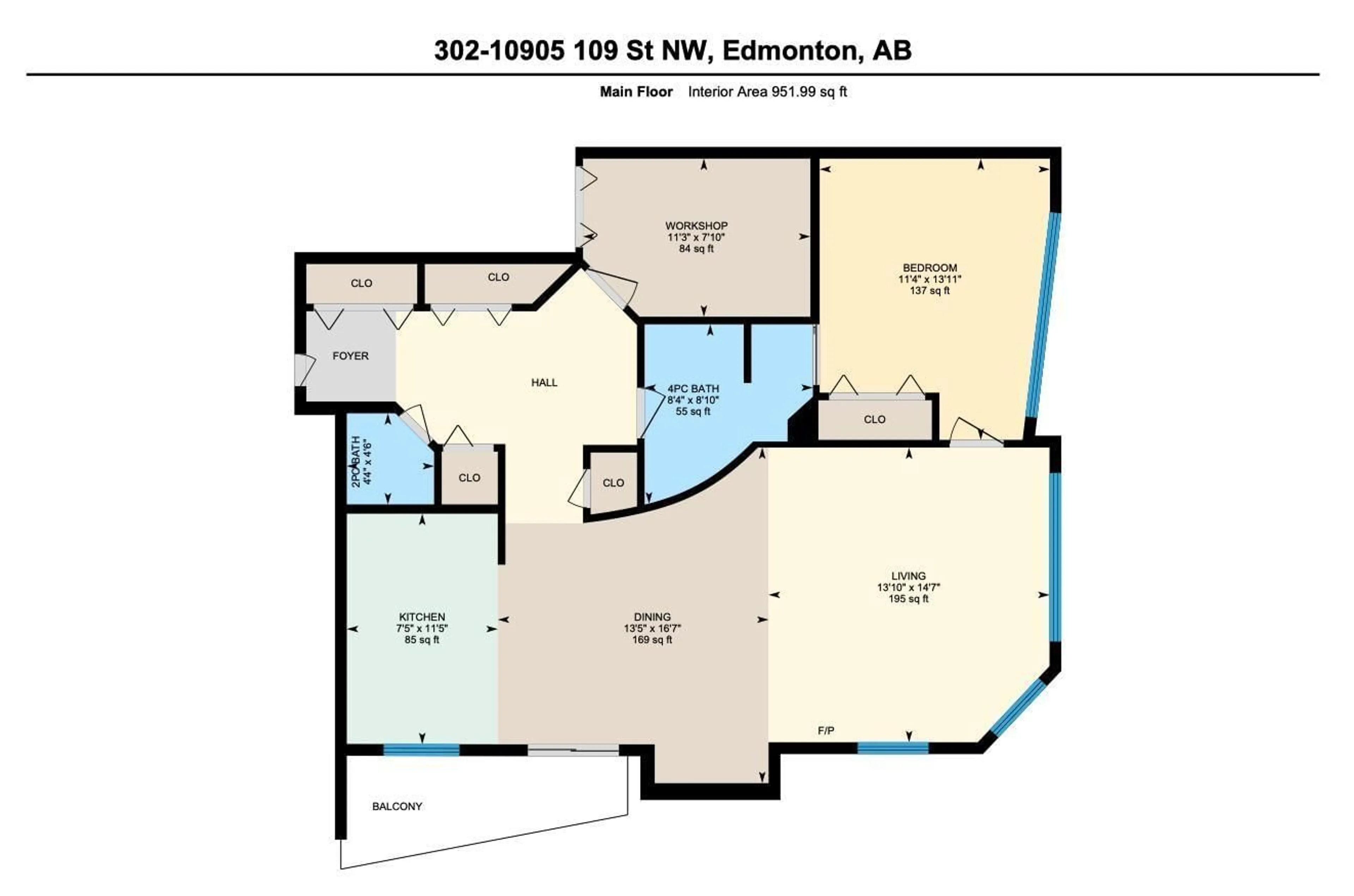 Floor plan for #302 - 10905 109 ST NW, Edmonton Alberta T5H3C2
