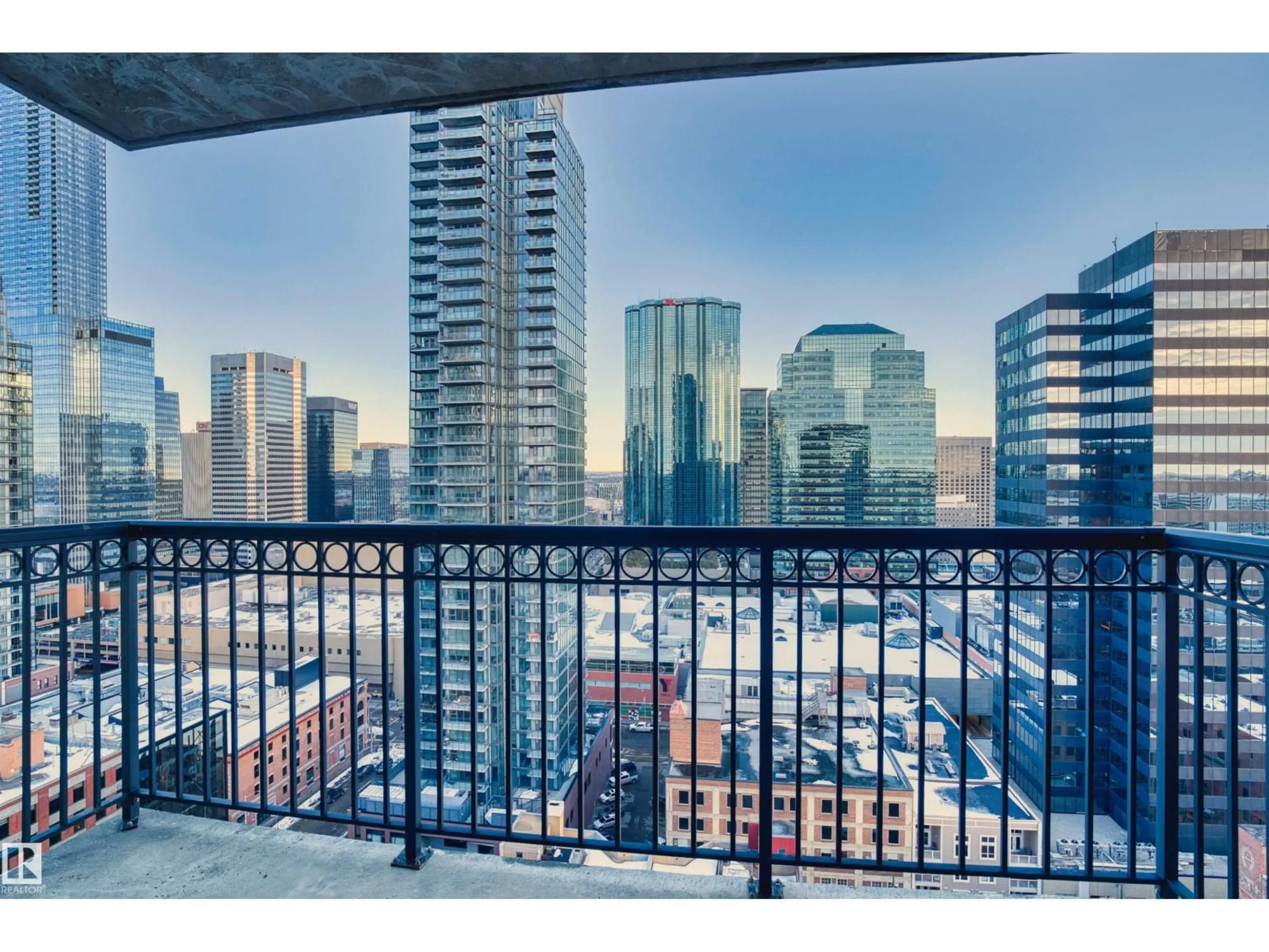 Balcony in the apartment, city buildings view from balcony for 10180 104 ST NW, Edmonton Alberta T5J1A7