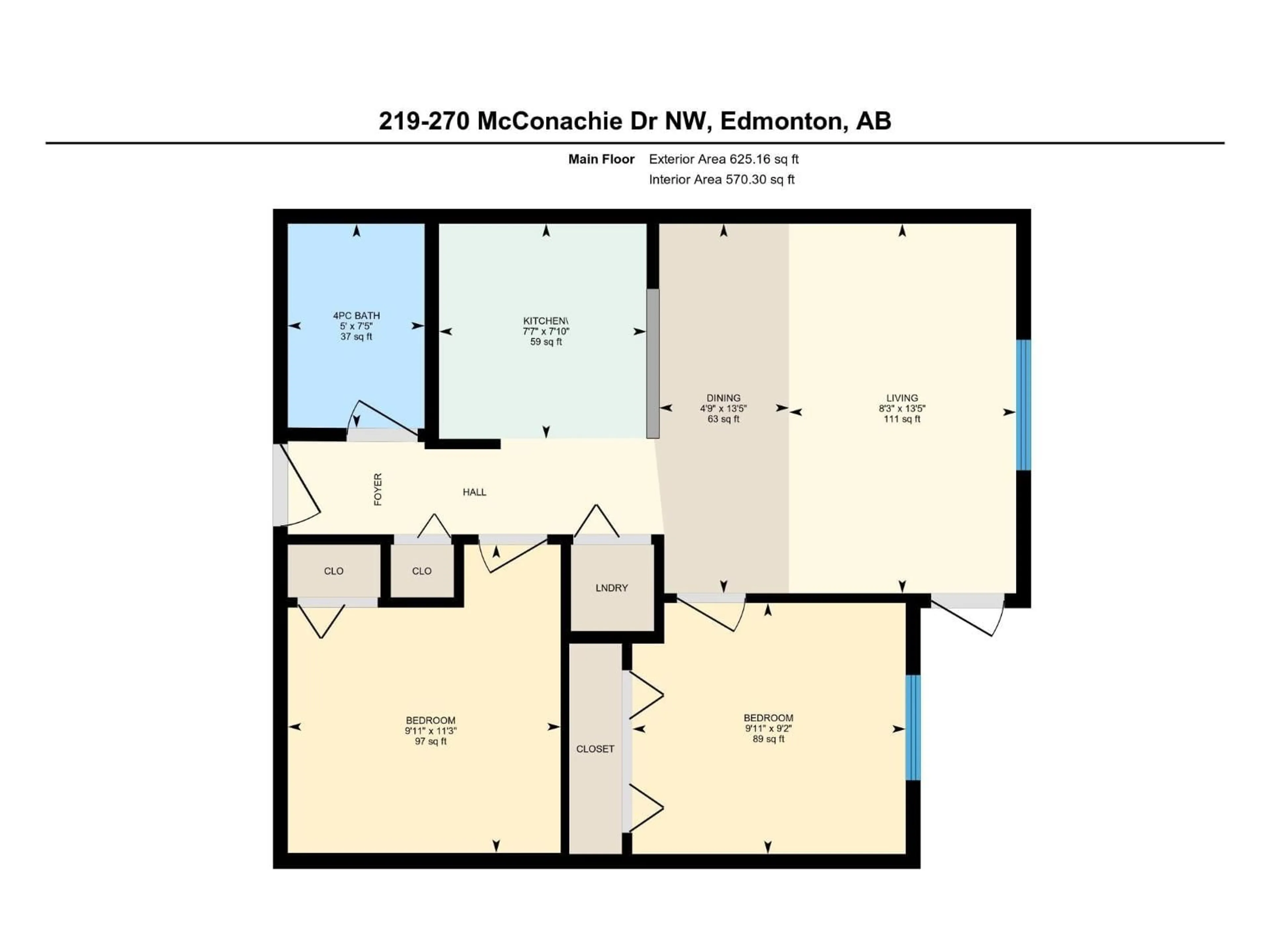 Floor plan for #219 - 270 MCCONACHIE DR, Edmonton Alberta T5Y3N4