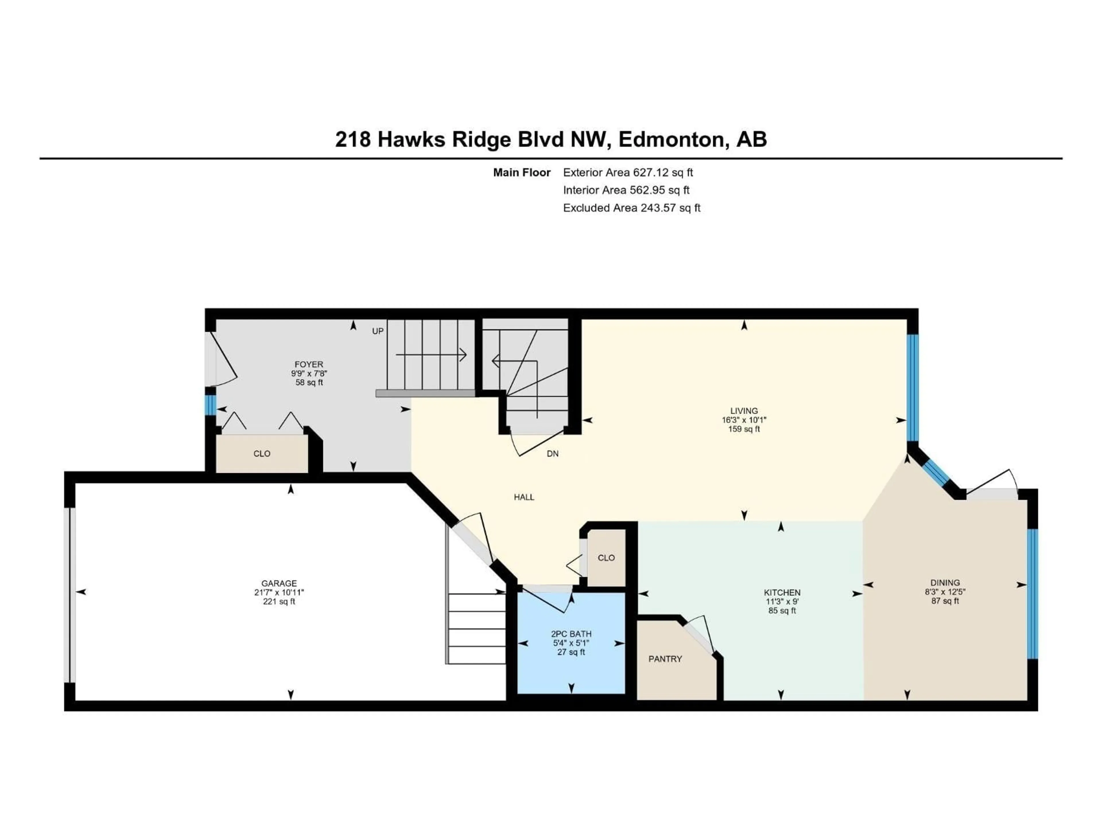 Floor plan for 218 HAWKS RIDGE BV, Edmonton Alberta T5S0M1