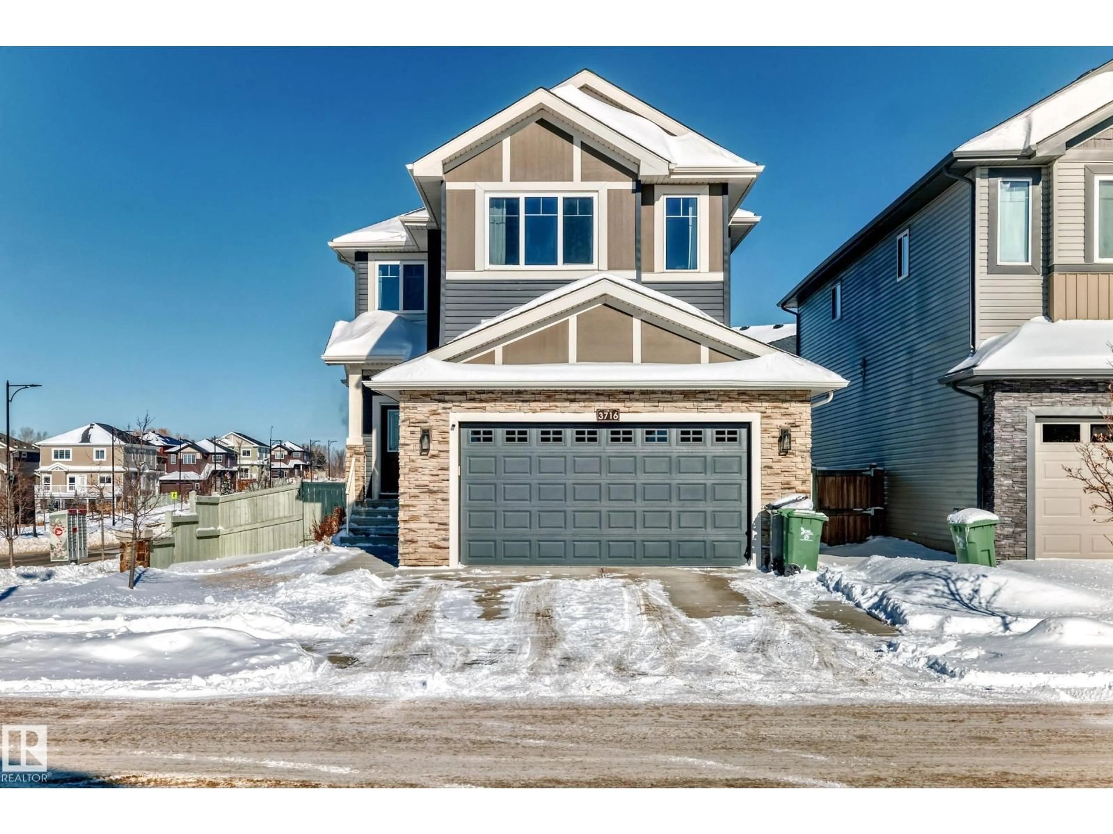 Home with brick exterior material, street for 3716 46 AV, Beaumont Alberta T4X2W4