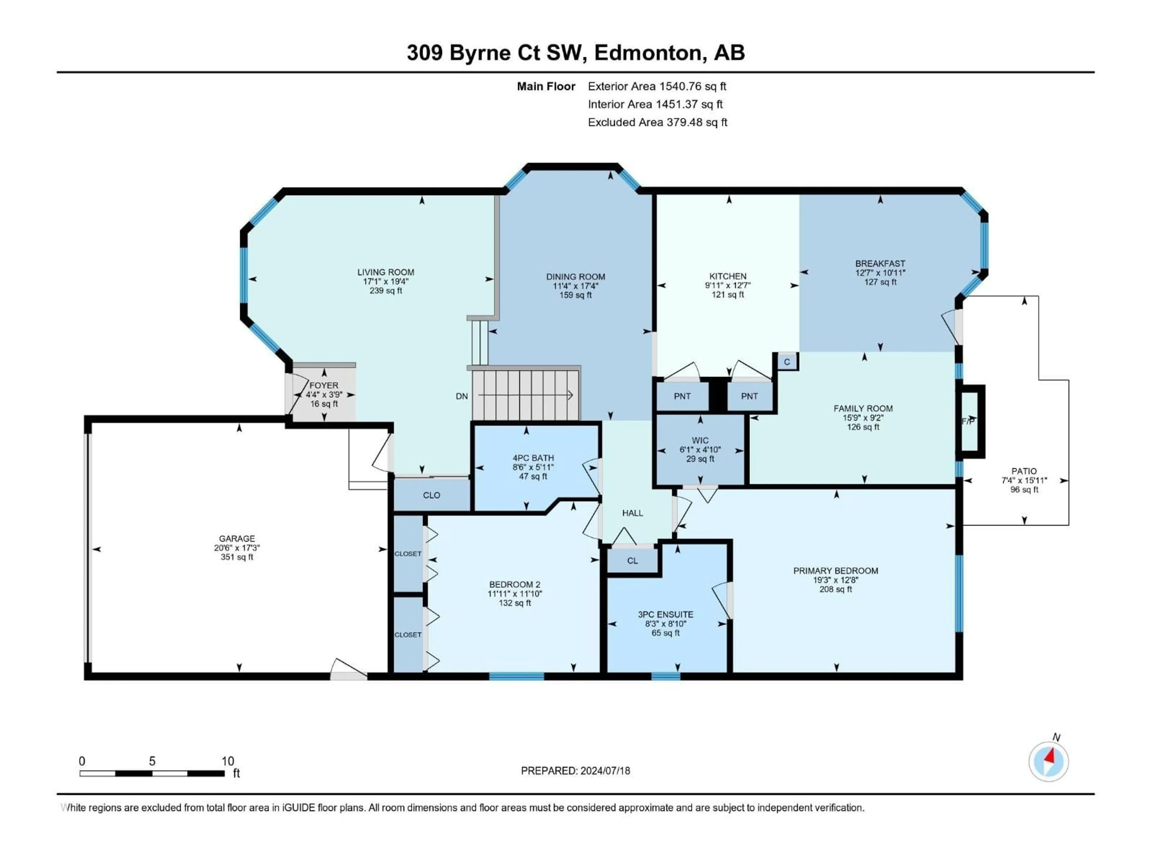Floor plan for 309 BYRNE CT, Edmonton Alberta T6W1E2