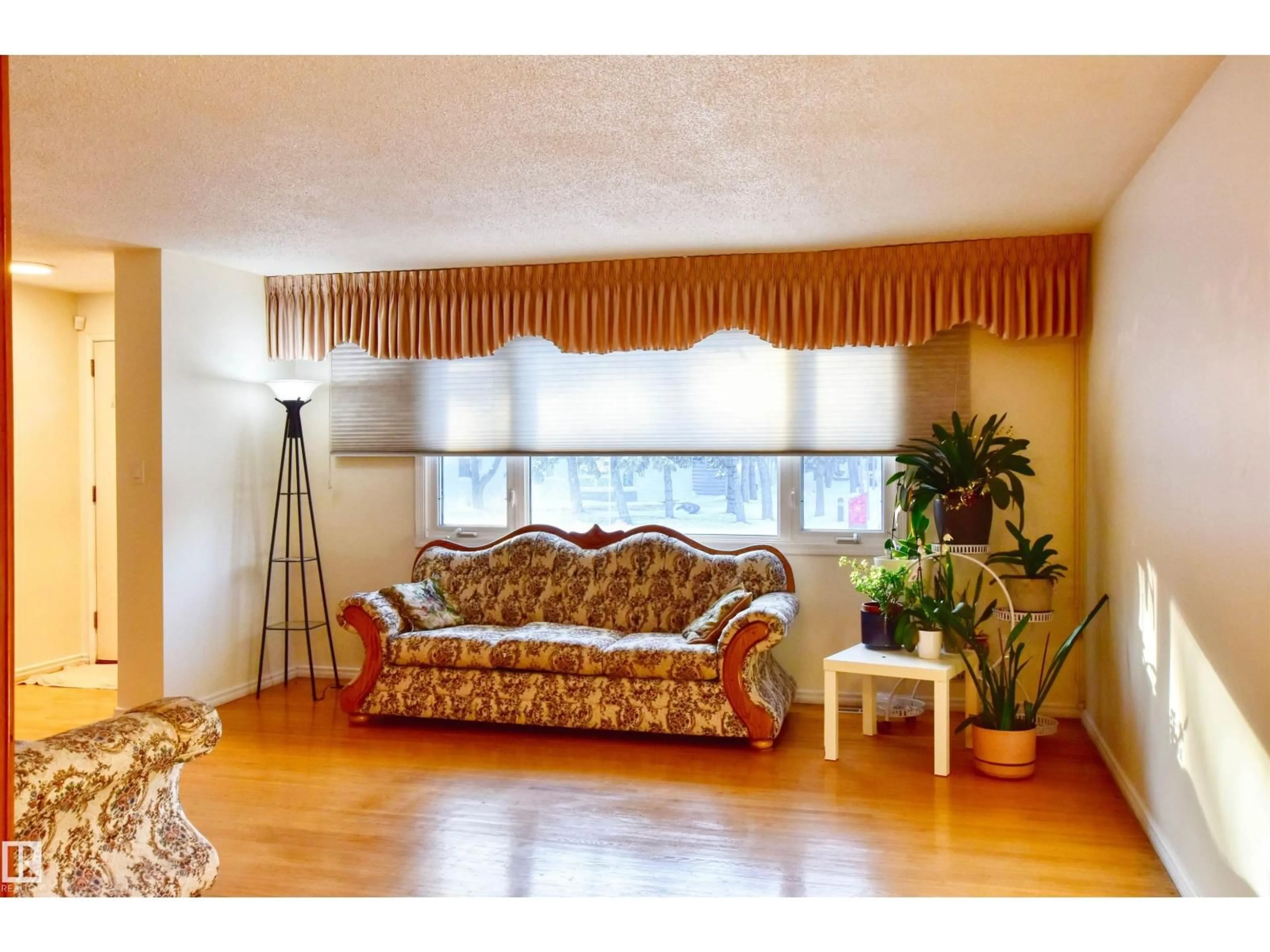 Living room with furniture, wood/laminate floor for 9907 165 ST NW, Edmonton Alberta T5P3T1