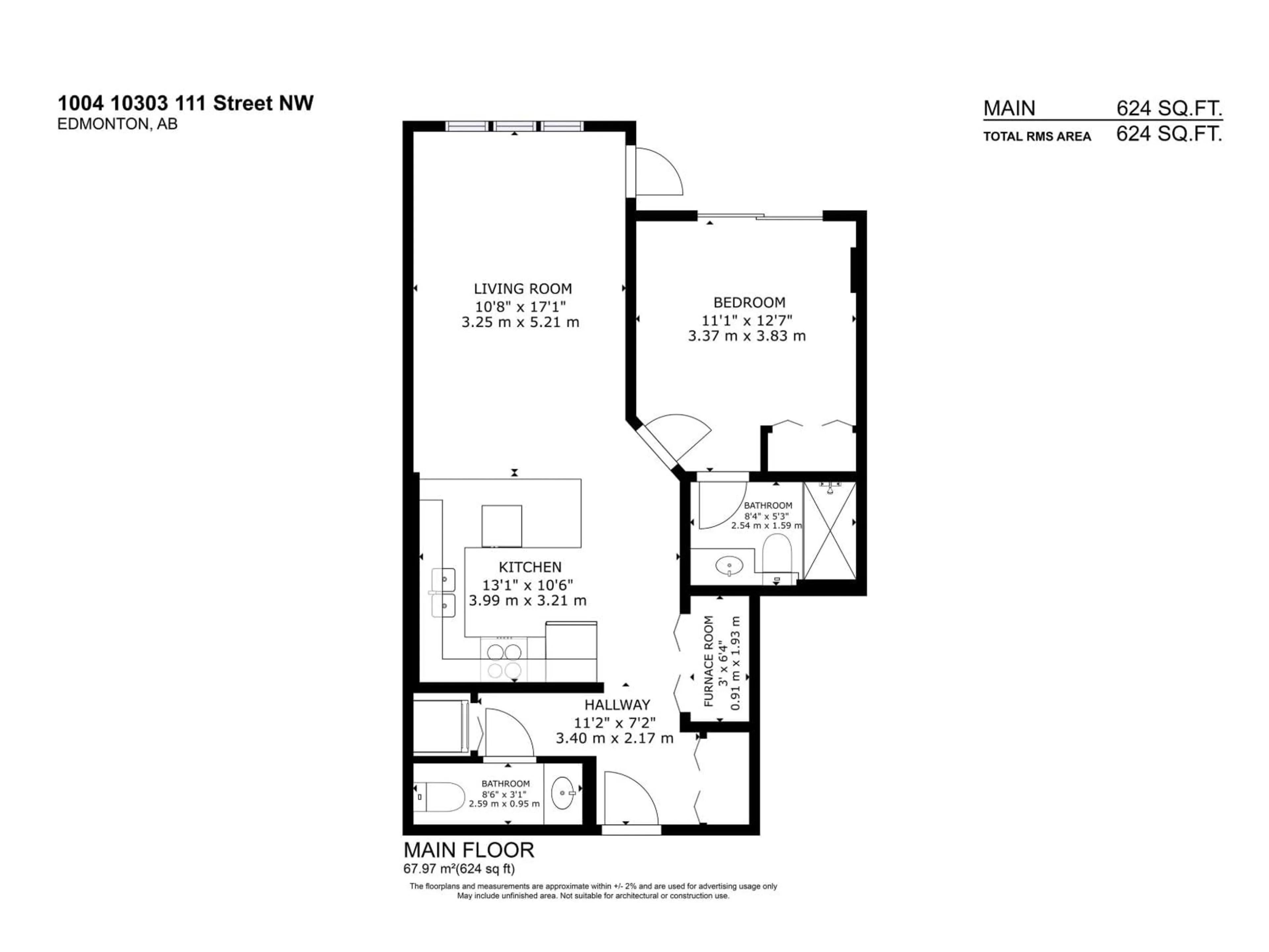 Floor plan for 10303 - 1004 111 ST NW, Edmonton Alberta T5K0C6