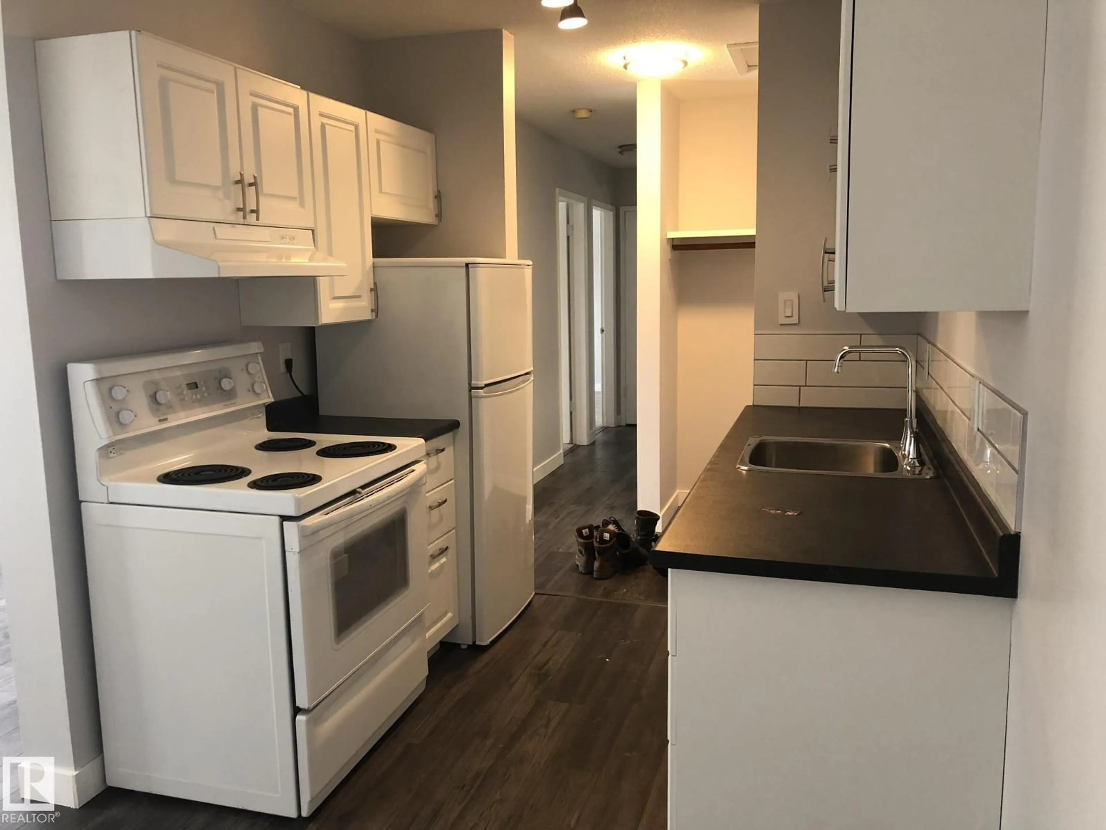 Standard kitchen, wood/laminate floor for 301 - 10811 115 ST NW, Edmonton Alberta T5H3L2