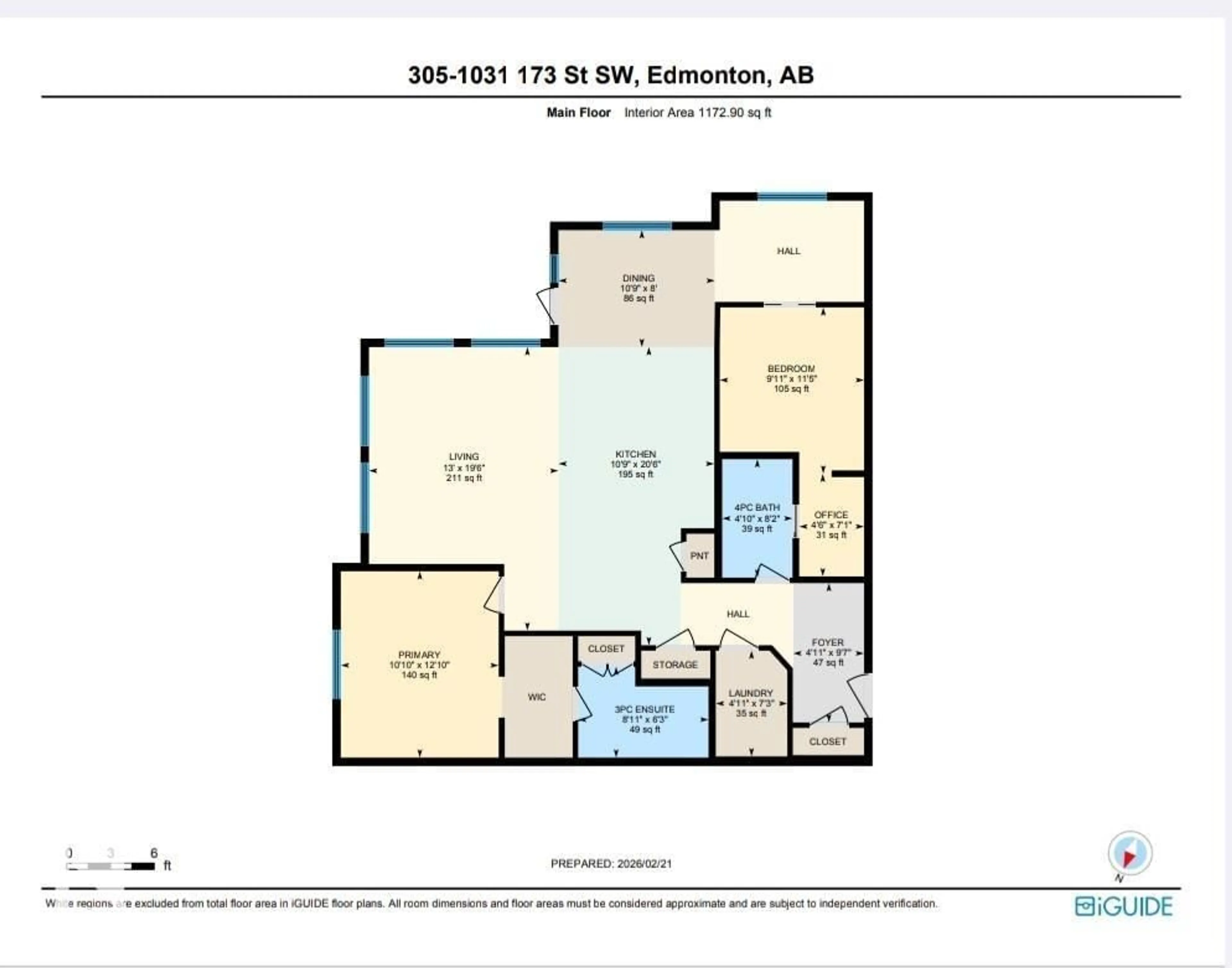 Floor plan for #305 - 1031 173 ST, Edmonton Alberta T6W3E4
