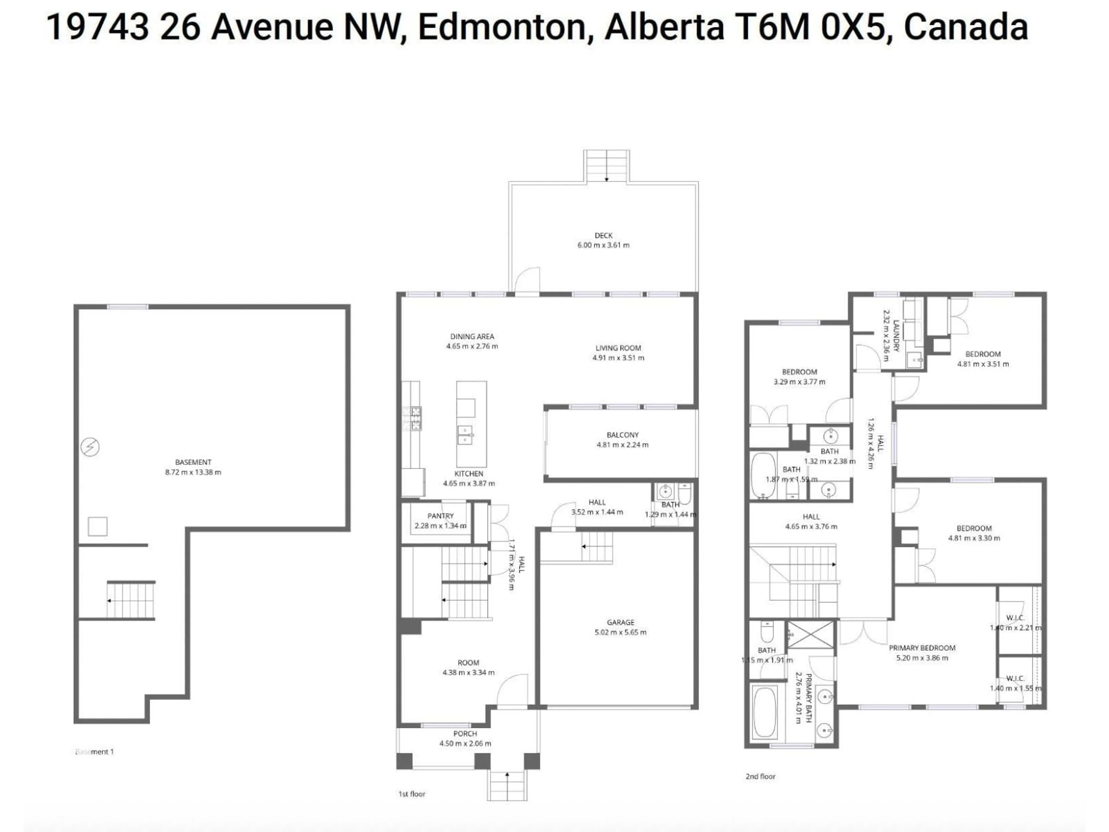 Floor plan for 19743 26 AV, Edmonton Alberta T6M0X5