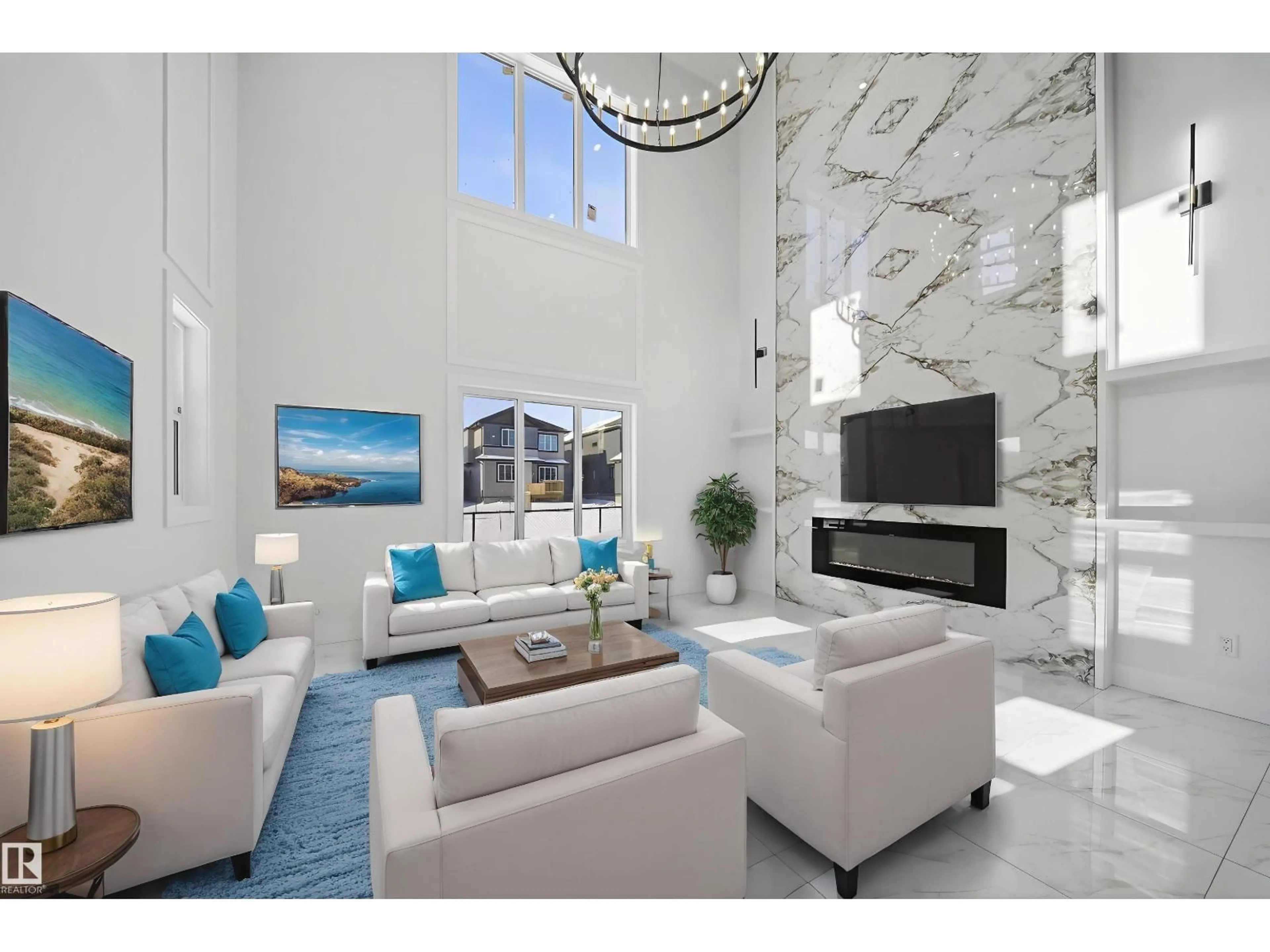 Living room with furniture, ceramic/tile floor for 4006 40 ST, Beaumont Alberta T4X3B6