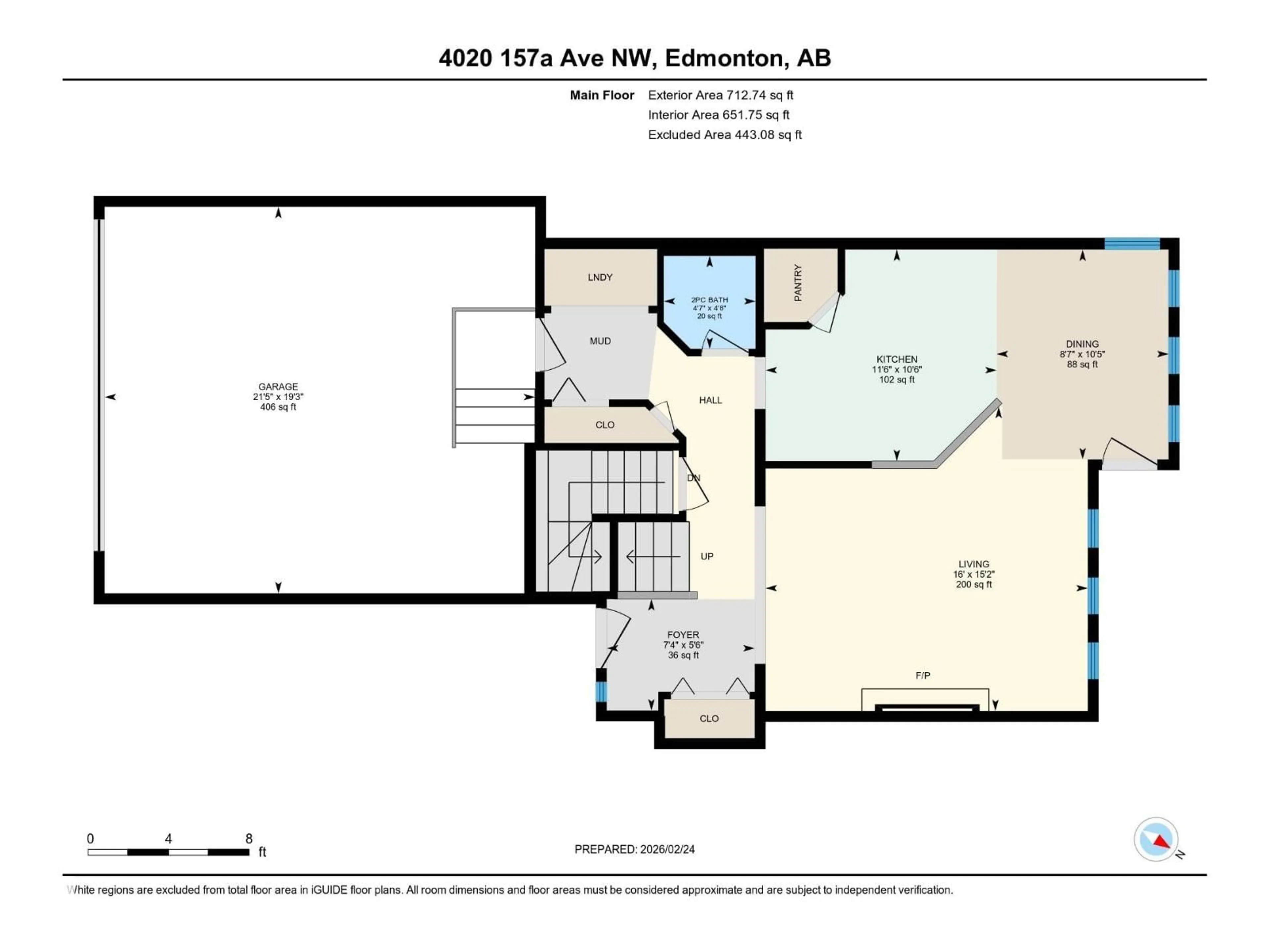 Floor plan for 4020 157A AV, Edmonton Alberta T5Y0A4