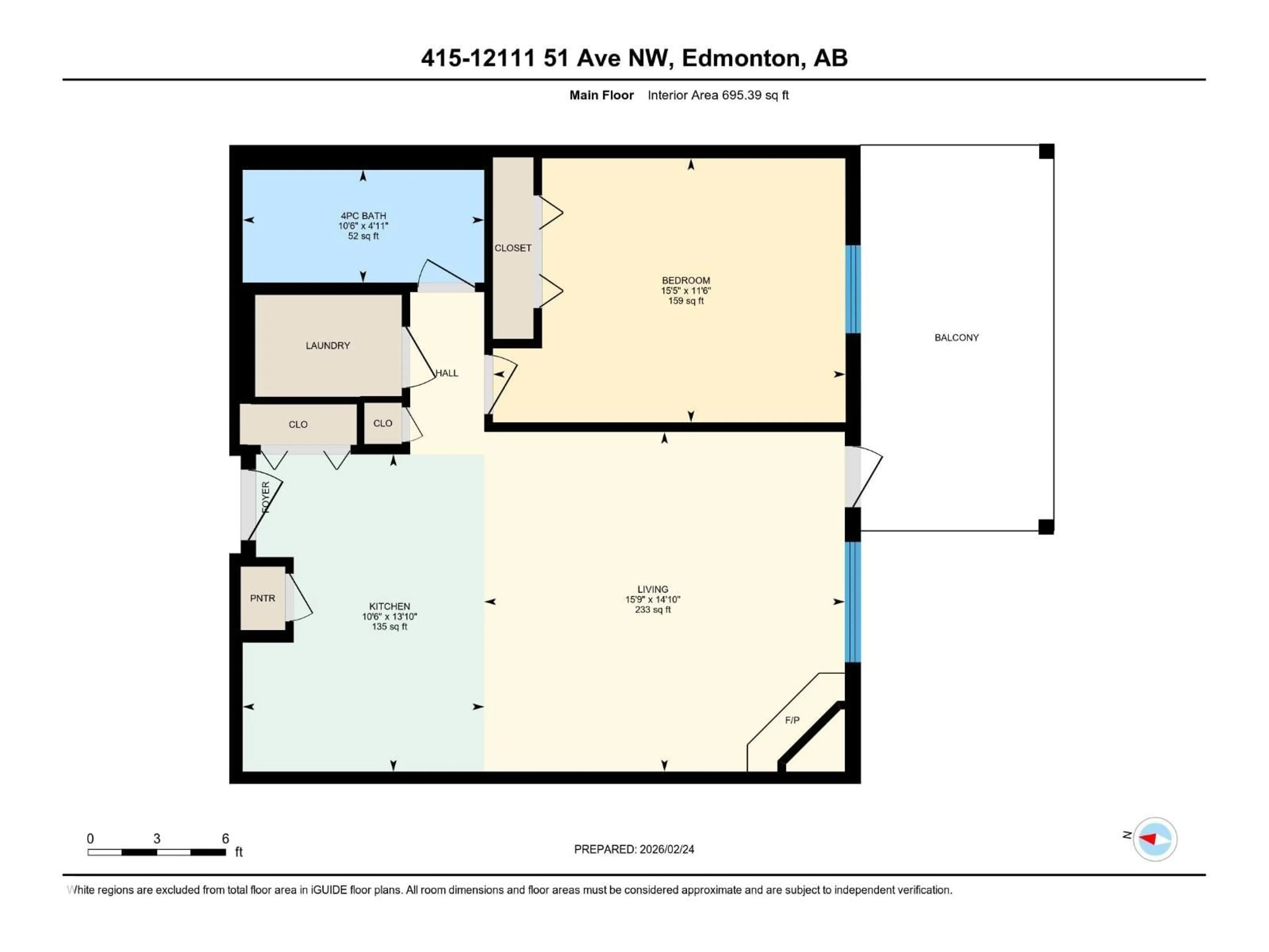 Floor plan for #415 - 12111 51 AV, Edmonton Alberta T6H6A3