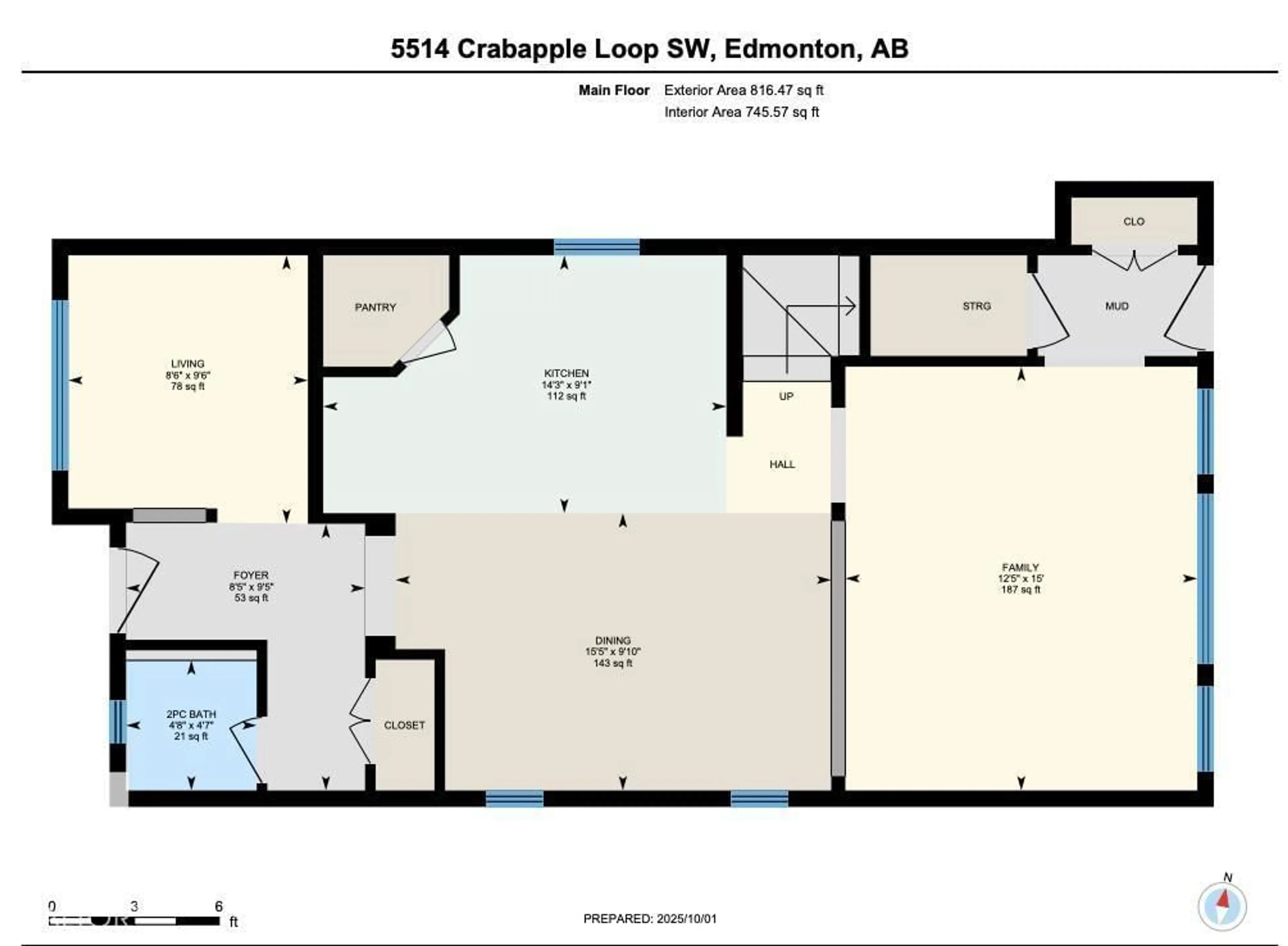 Floor plan for SW - 5514 CRABAPPLE LO, Edmonton Alberta T6X1S5