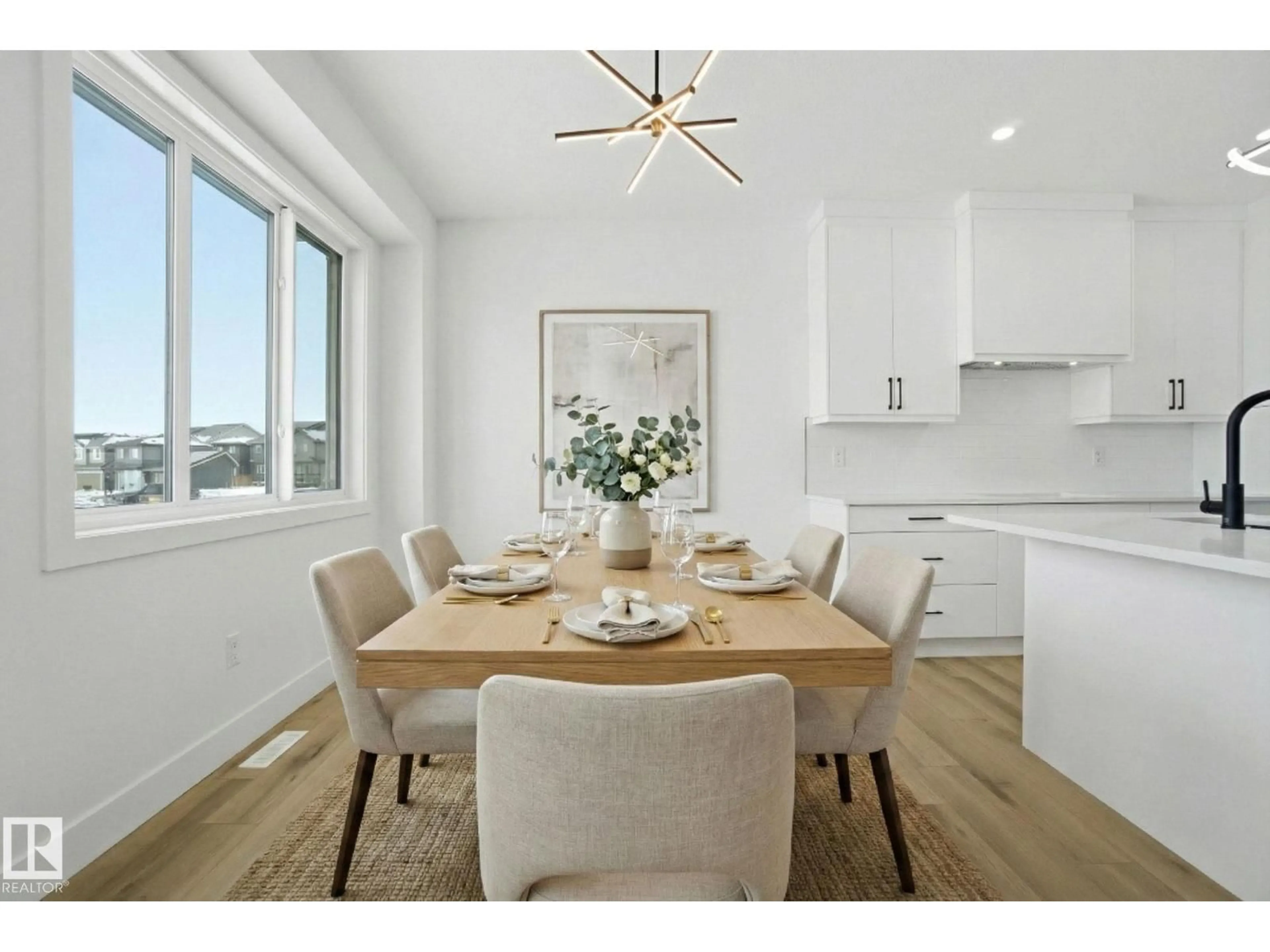 Dining room, wood/laminate floor for NW - 2408 208 ST, Edmonton Alberta T6M2J7