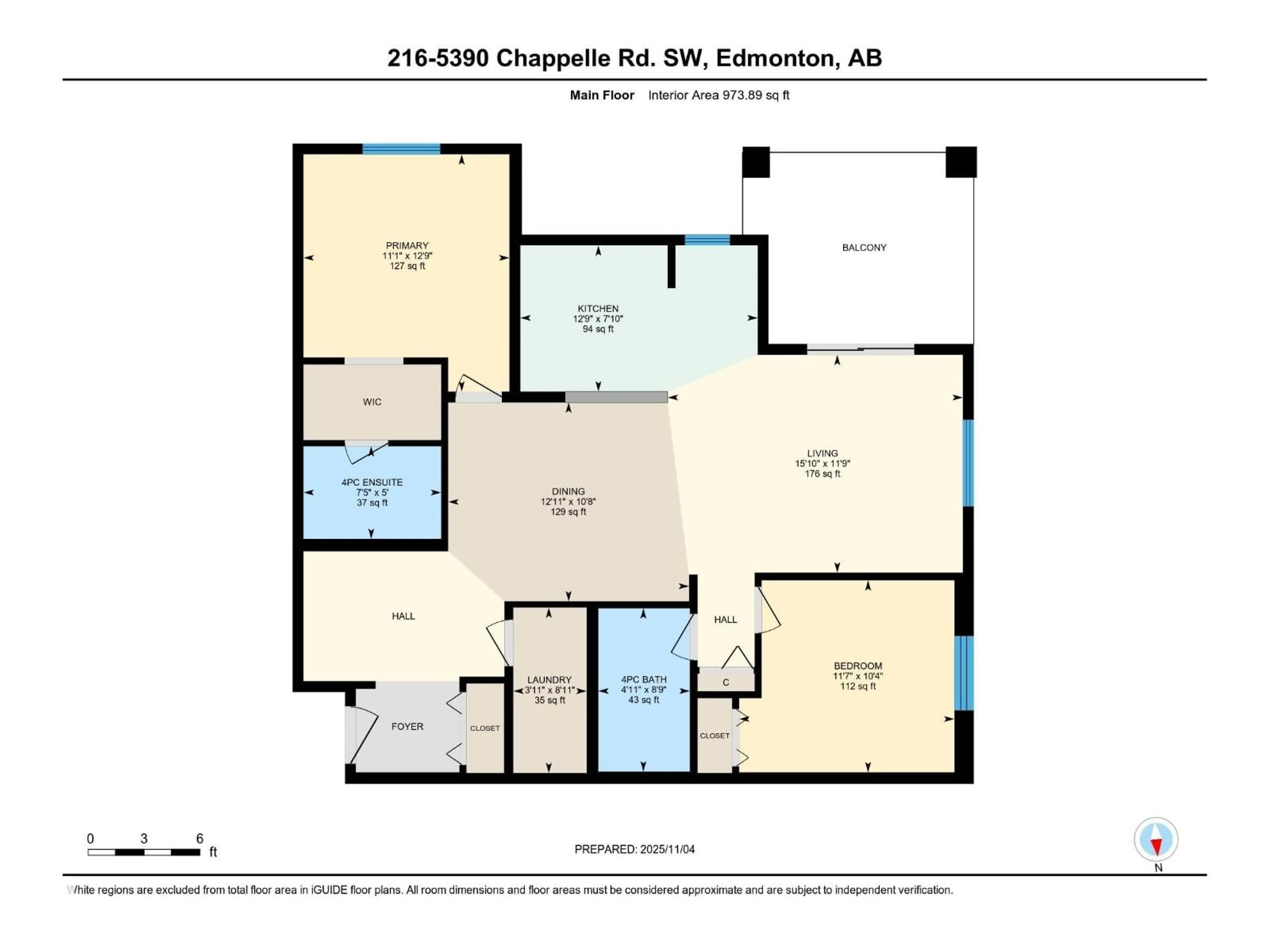 Floor plan for #216 - 5390 CHAPPELLE RD, Edmonton Alberta T6W3K7