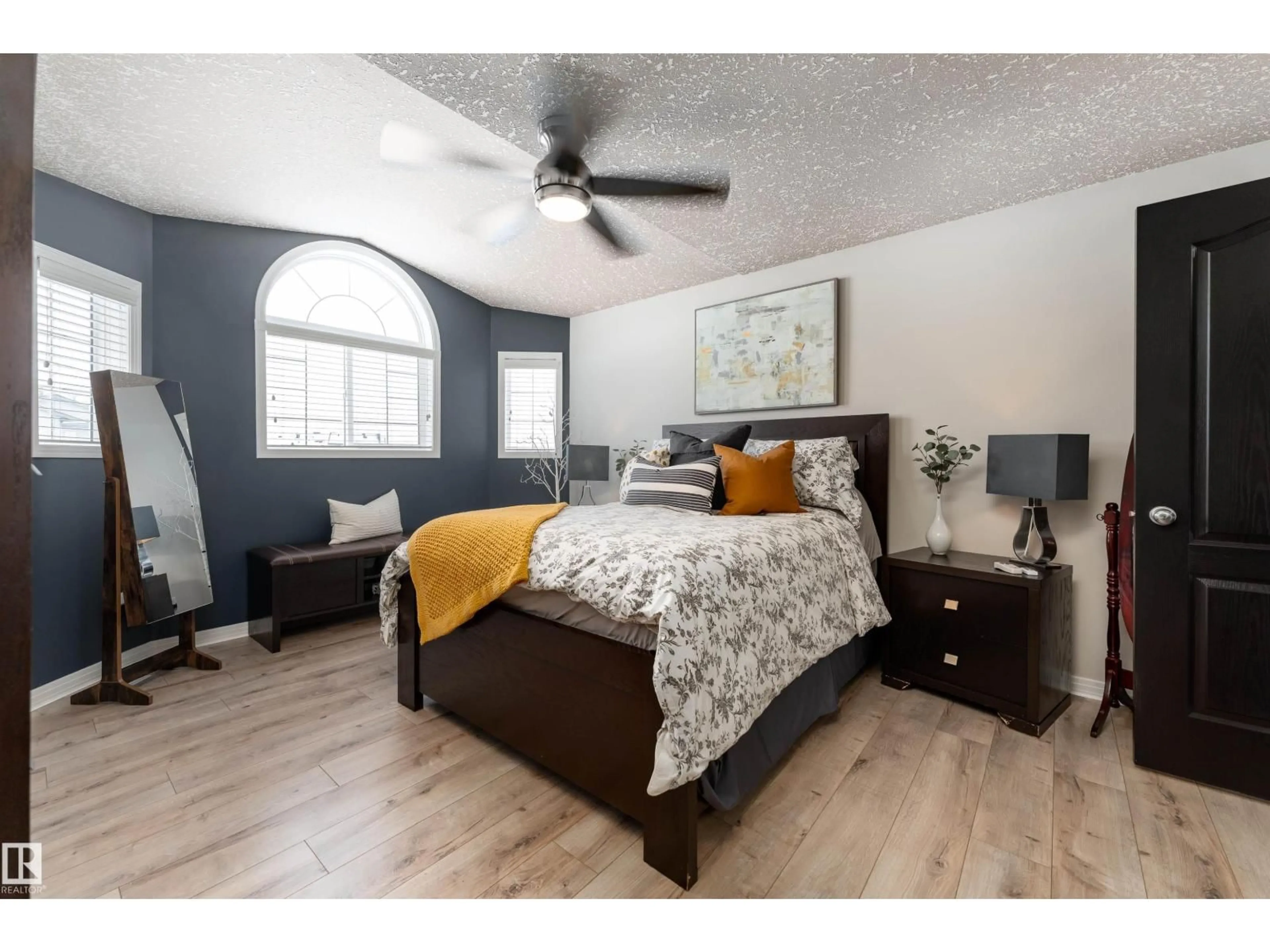 Bedroom with bed, wood/laminate floor for 5709 45 ST, Tofield Alberta T0B4J0