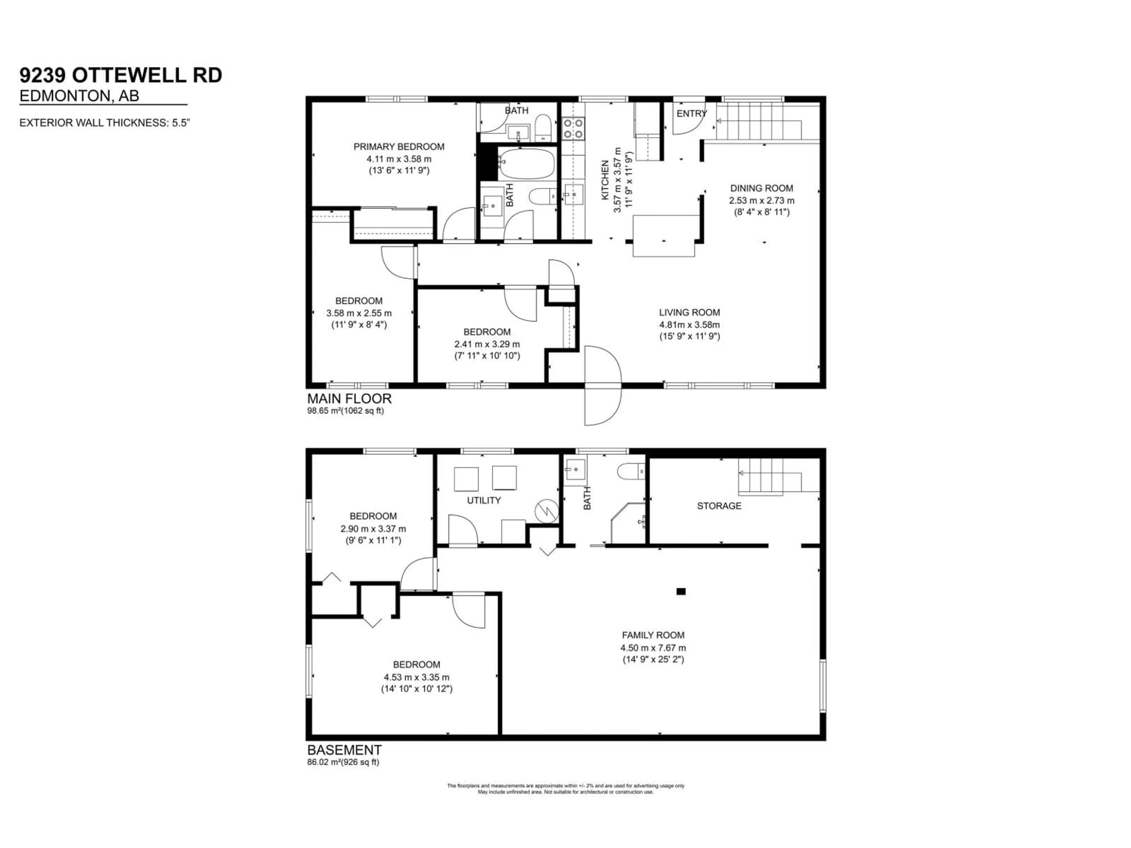 Floor plan for 9239 OTTEWELL RD, Edmonton Alberta T6B2C8
