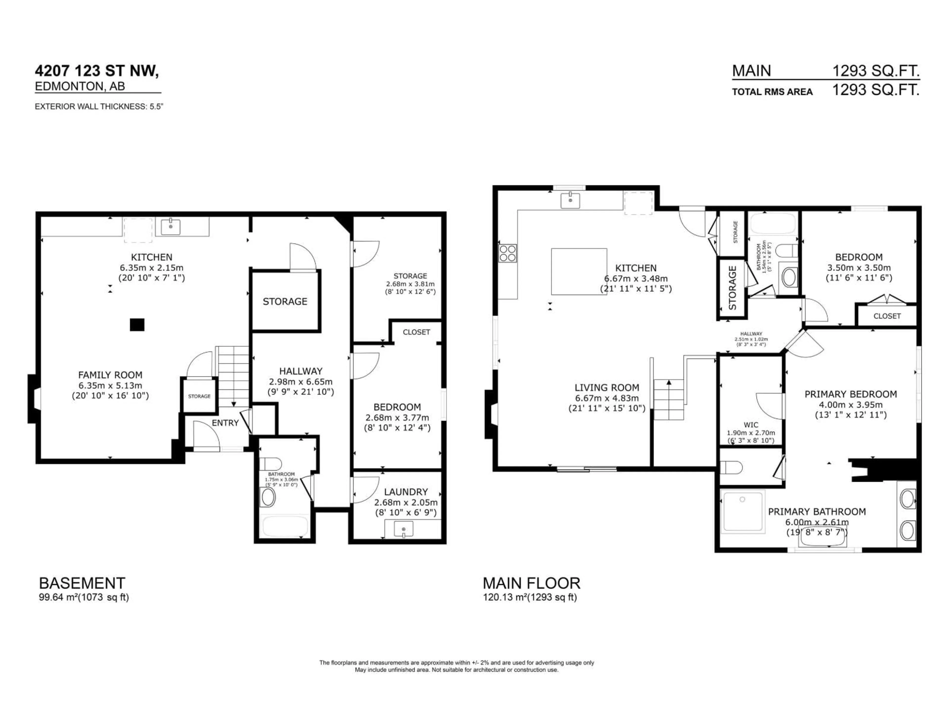 Floor plan for NW - 4207 123 ST, Edmonton Alberta T6J1Z7