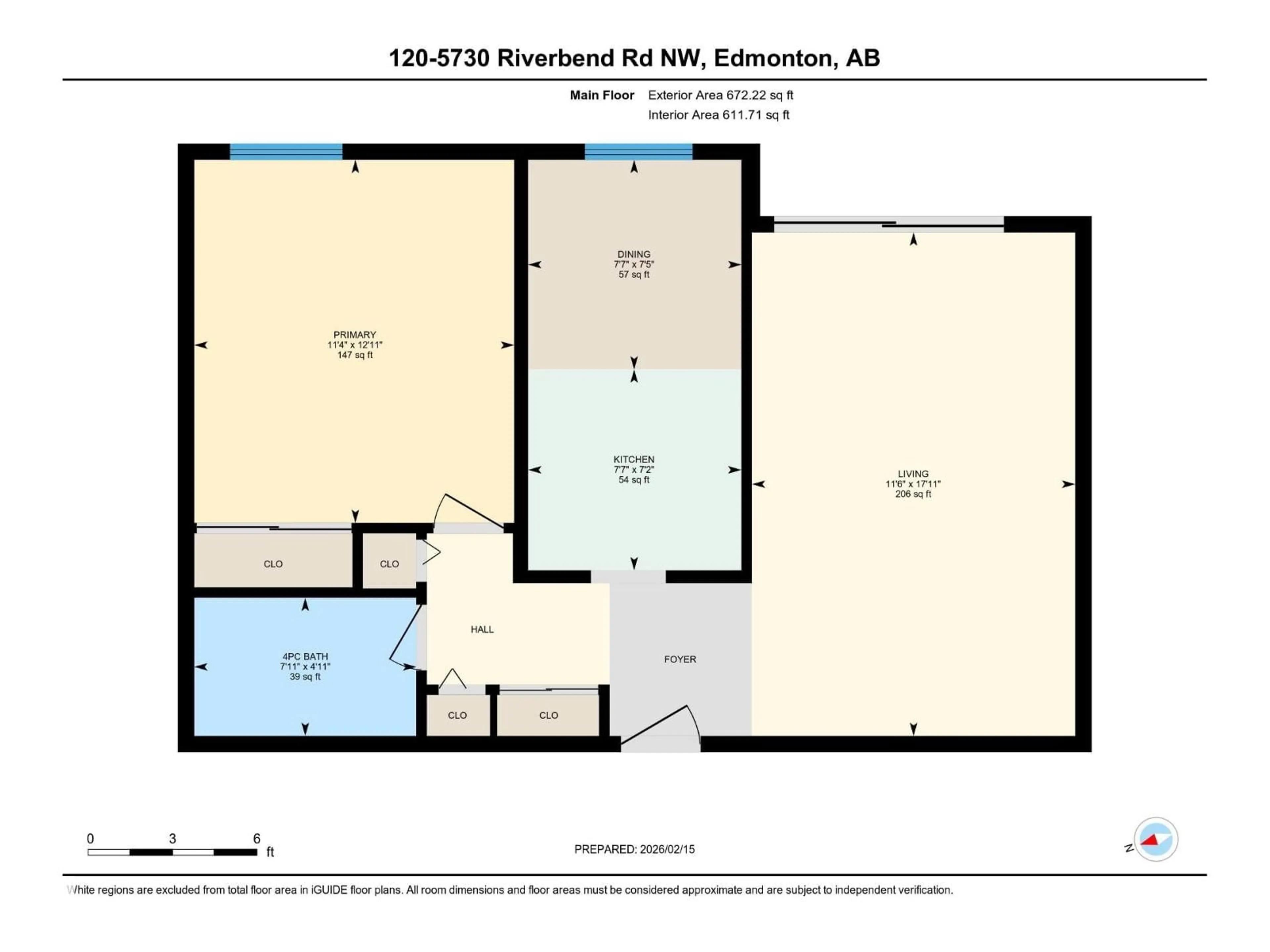 Floor plan for 120 5730 RIVERBEND RD NW, Edmonton Alberta T6H4T4
