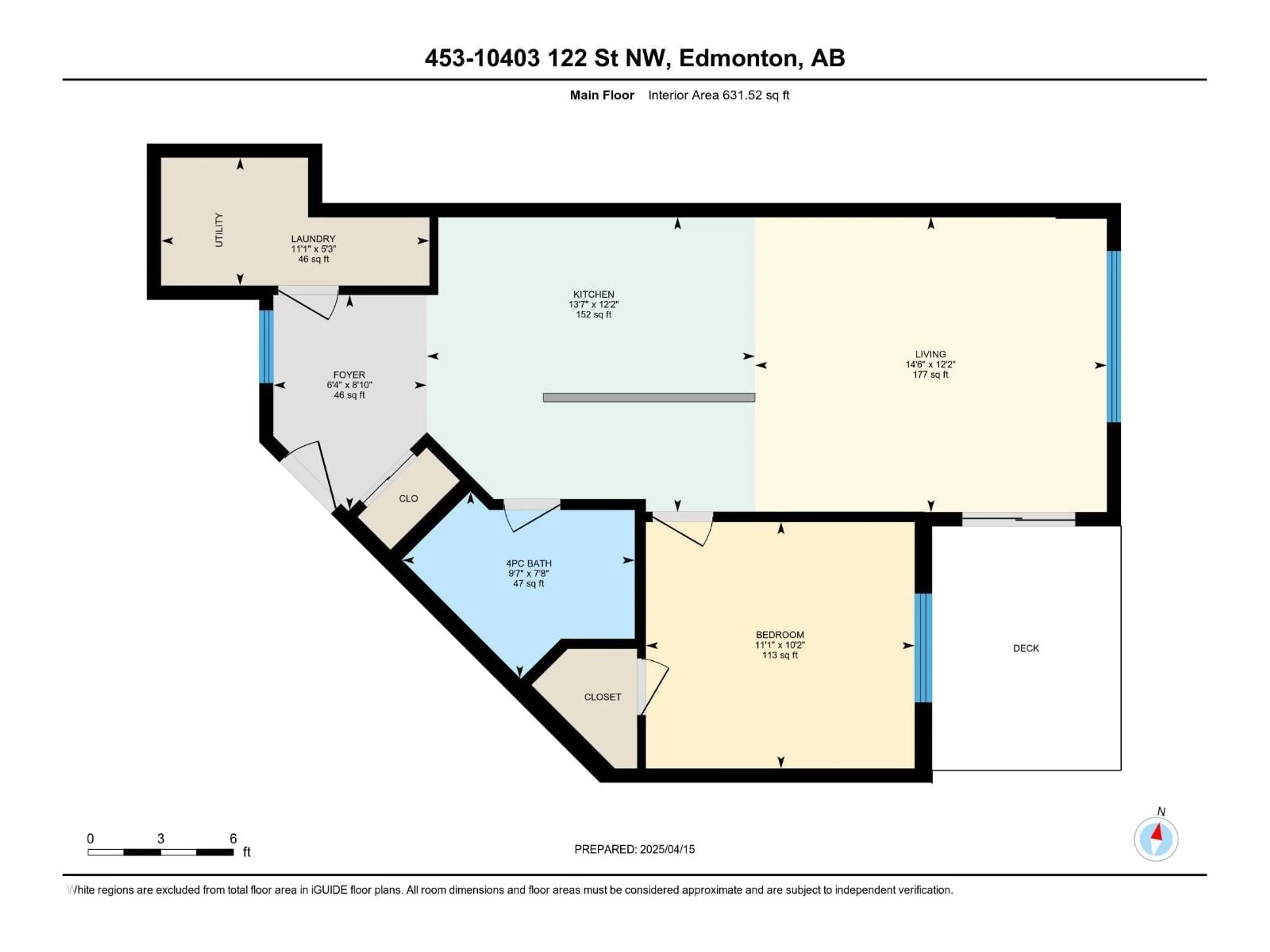 Floor plan for 453 10403 122 ST NW, Edmonton Alberta T5N4C1