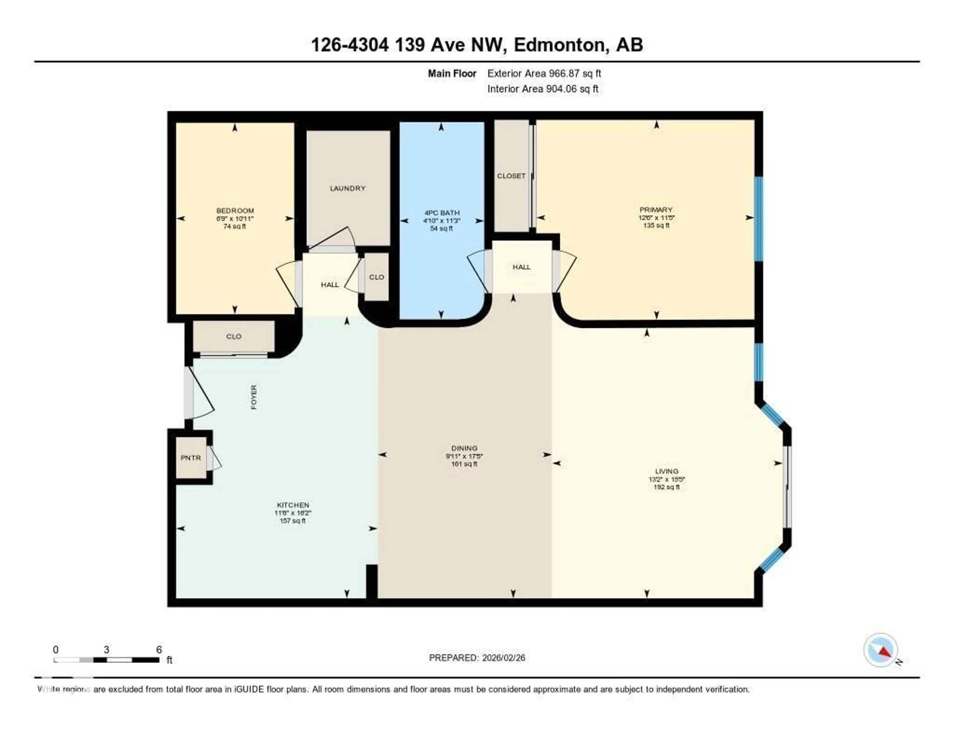 Floor plan for #126 - 4304 139 AV, Edmonton Alberta T5Y0H6