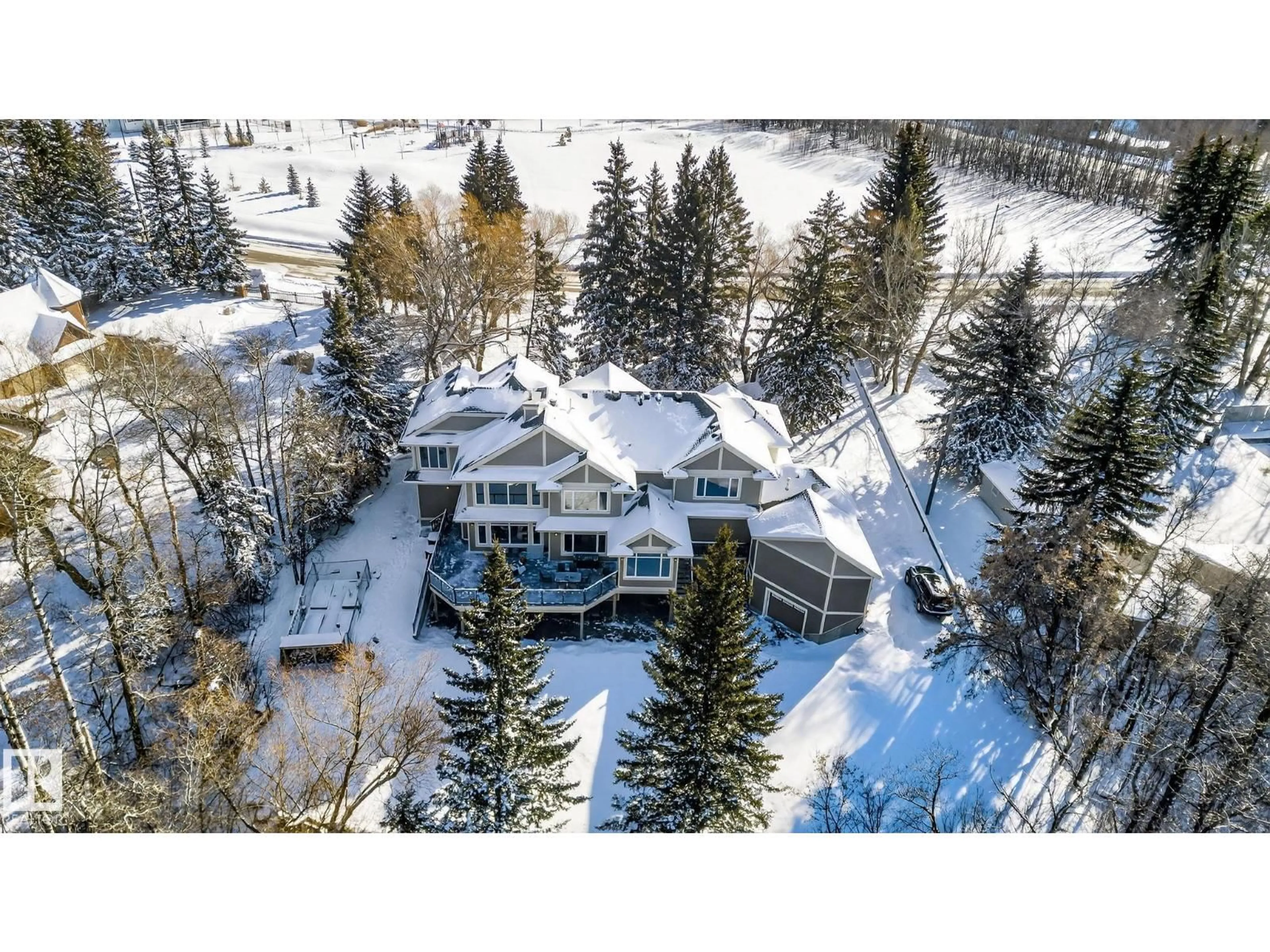 A pic from outside/outdoor area/front of a property/back of a property/a pic from drone, unknown for 112 WINDERMERE DR, Edmonton Alberta T6W0S4