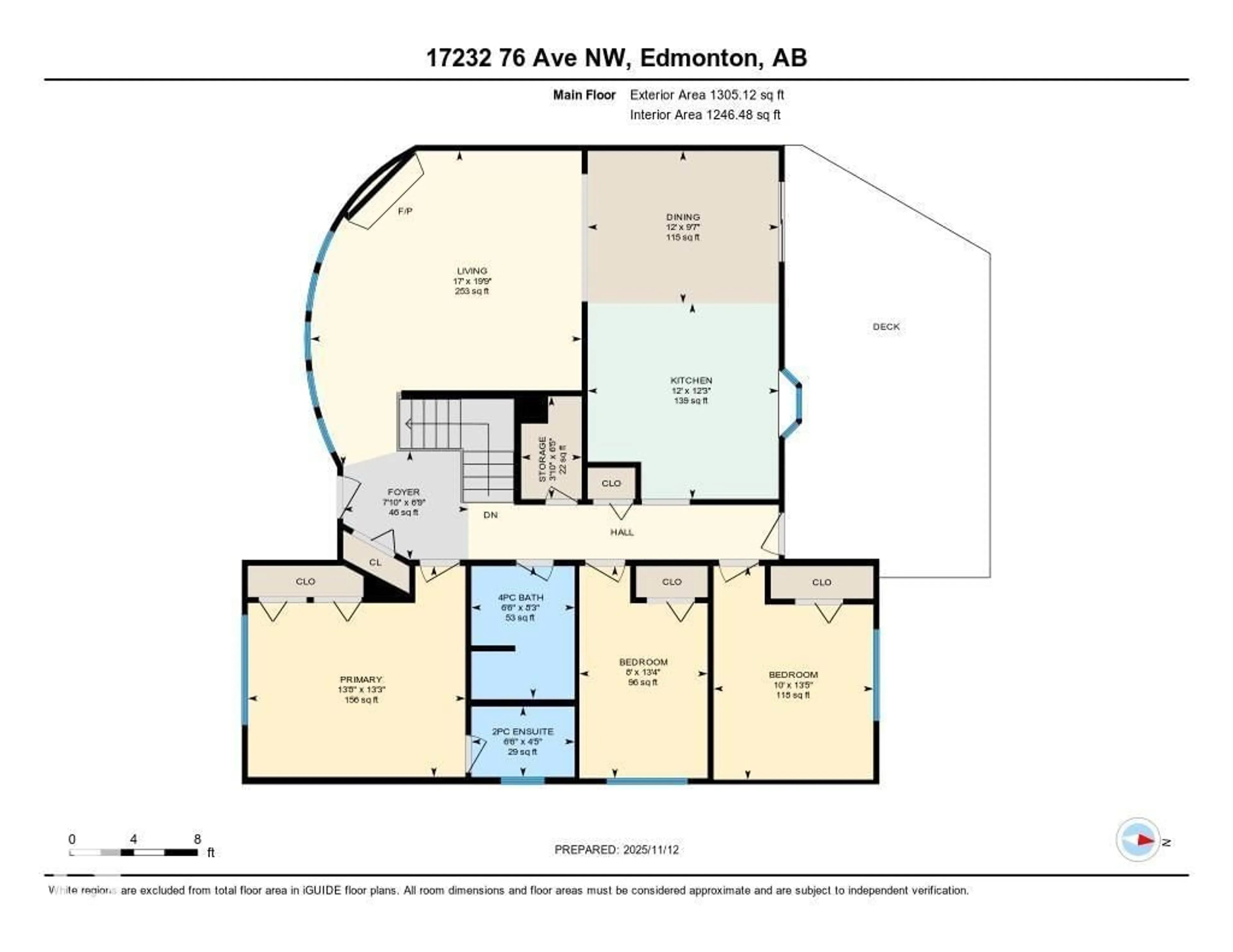 Floor plan for 17232 76 AV, Edmonton Alberta T5T0A5