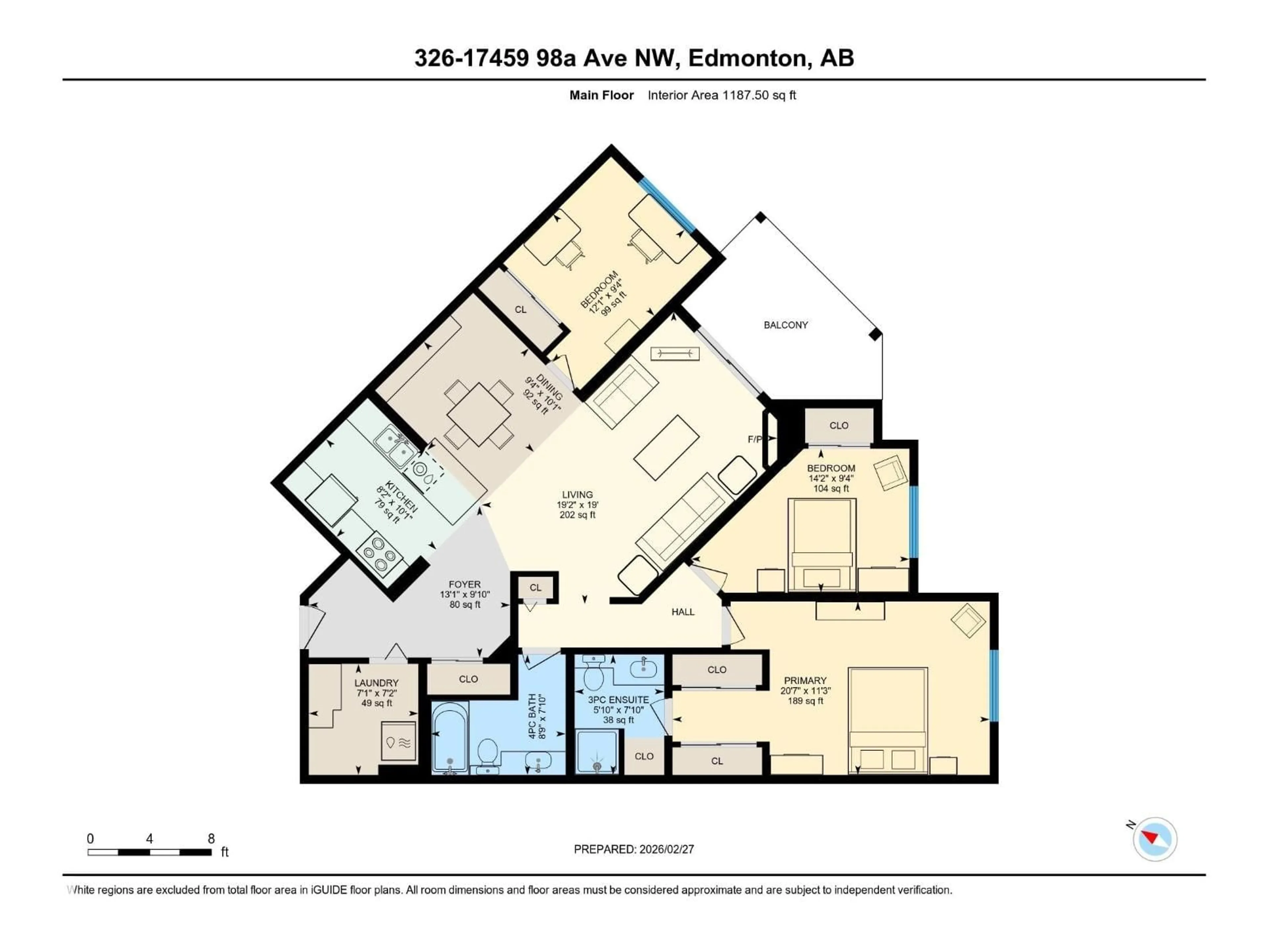 Floor plan for 326 17459 98A AV, Edmonton Alberta T5T6H8