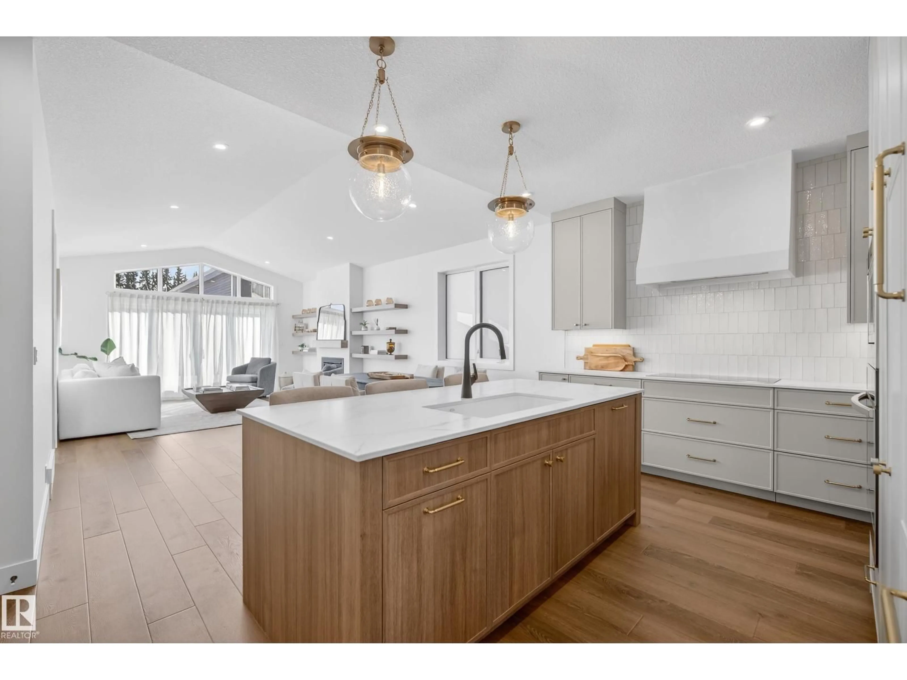 Open concept kitchen, wood/laminate floor for 12 NEWBURY CI, Sherwood Park Alberta T8B0E8