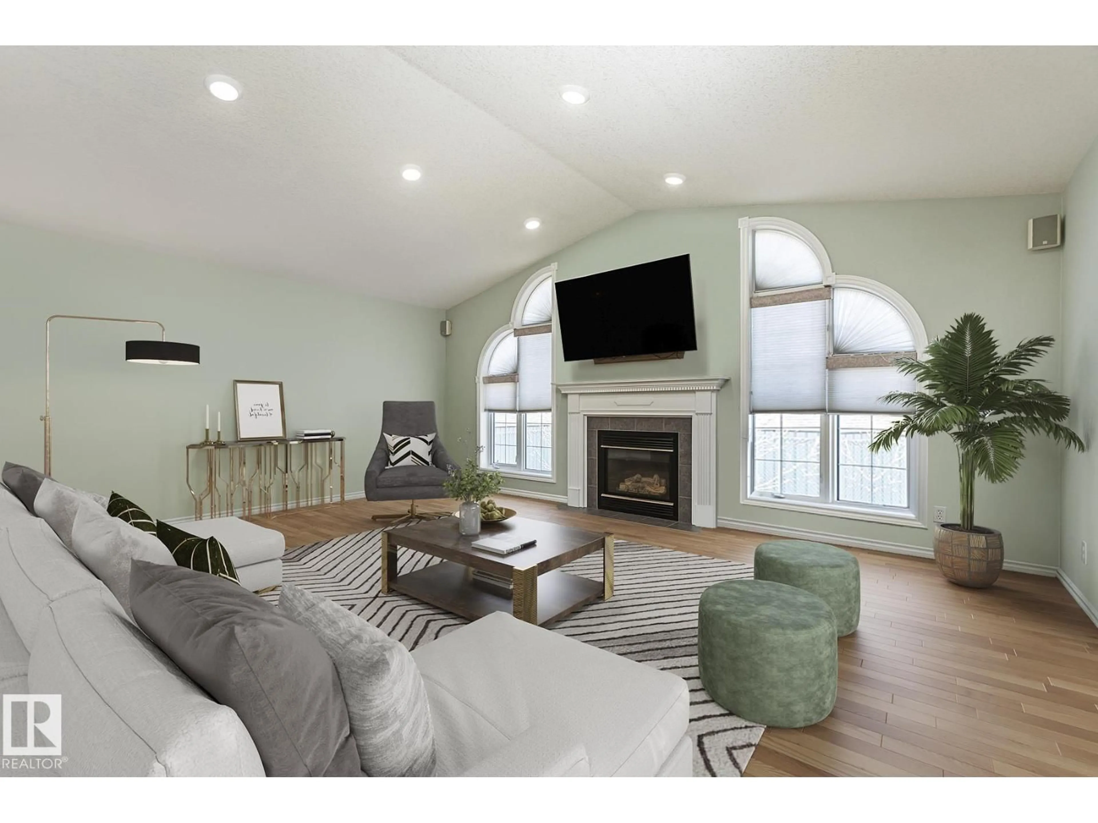 Living room with furniture, wood/laminate floor for 277 NOTTINGHAM CV, Sherwood Park Alberta T8A5X5