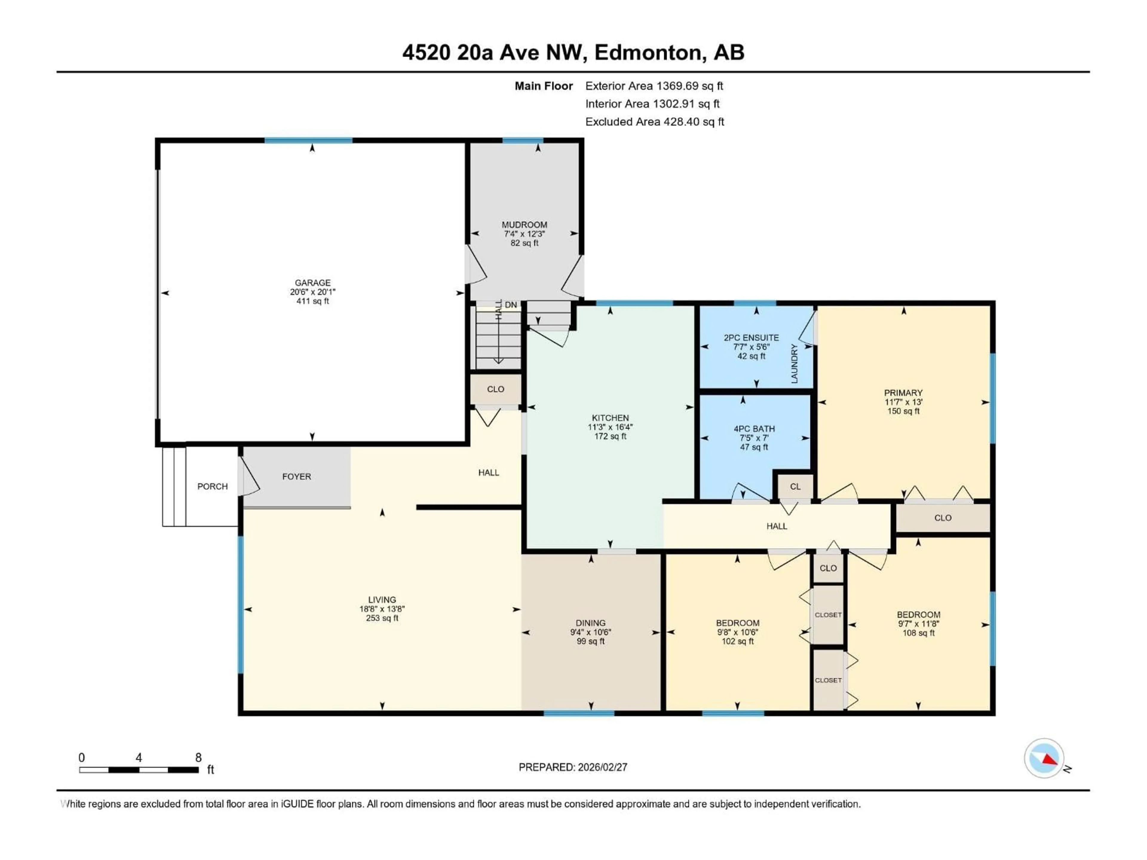 Floor plan for 4520 20A AV, Edmonton Alberta T6L2Z5