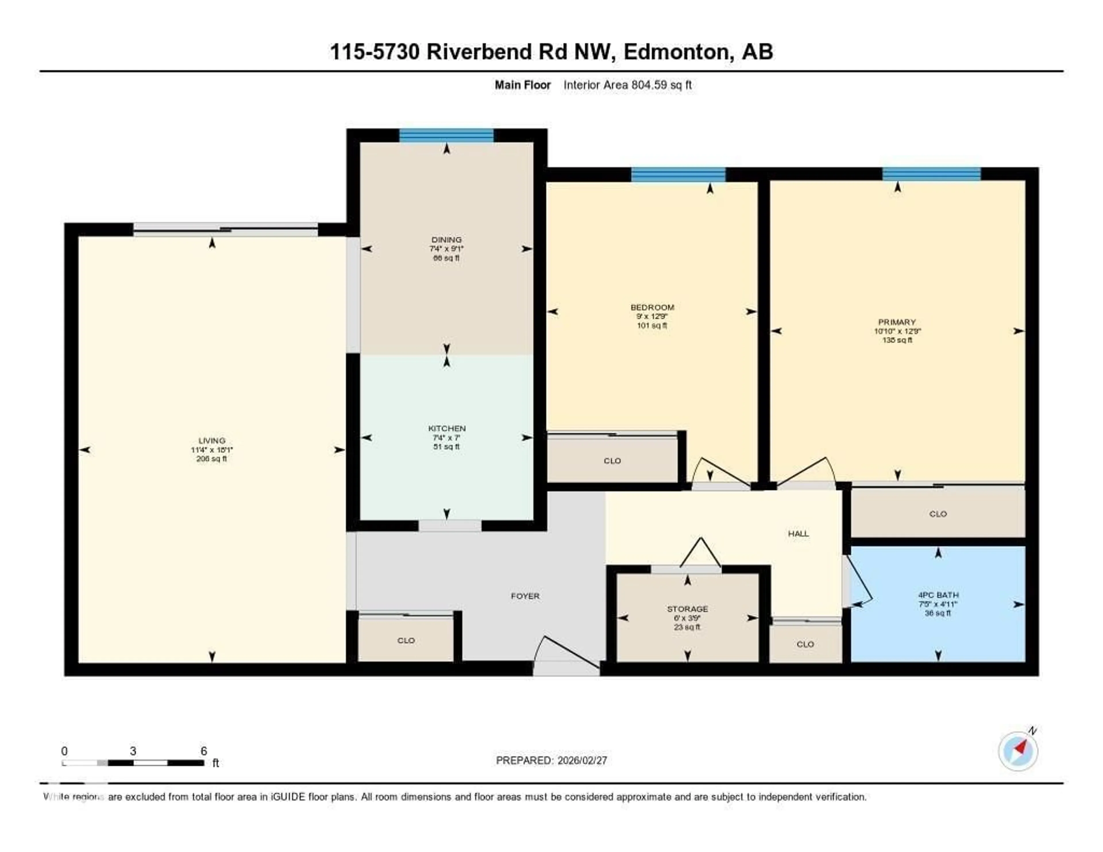 Floor plan for #115 - 5730 RIVERBEND RD, Edmonton Alberta T6H4T4